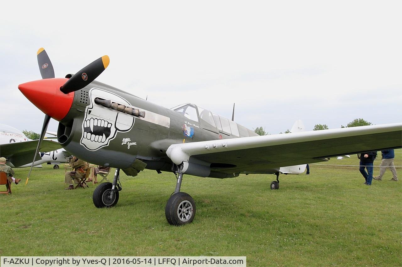 F-AZKU, 1942 Curtiss P-40N Warhawk C/N 29677, Curtiss P-40N Warhawk, Static park, La Ferté-Alais (LFFQ) Air show 2016
