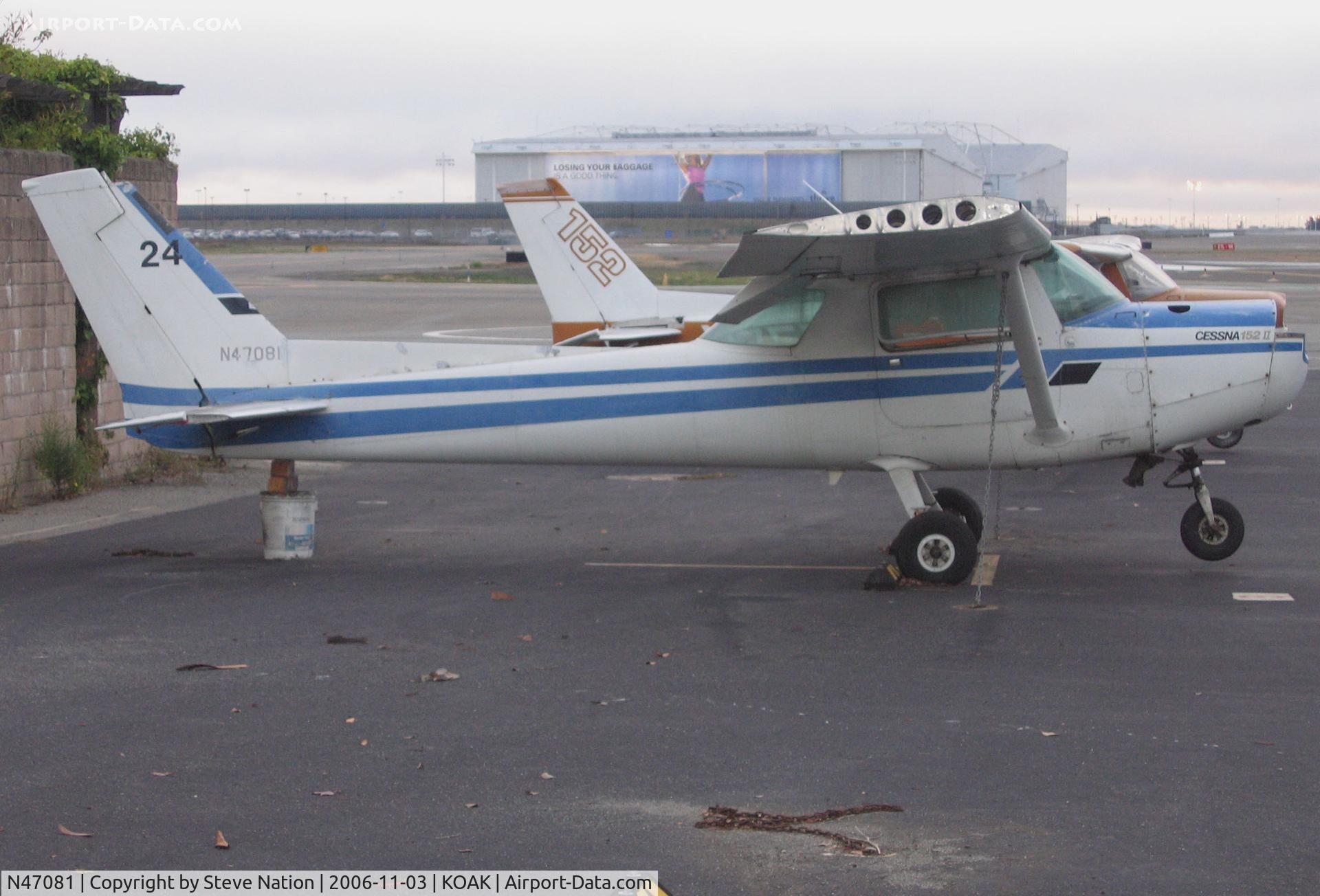 N47081, 1979 Cessna 152 C/N 15283168, Rather forlorn 1979 Cessna 152 minus engine (fleet # 24) @ Oakland International Airport, CA