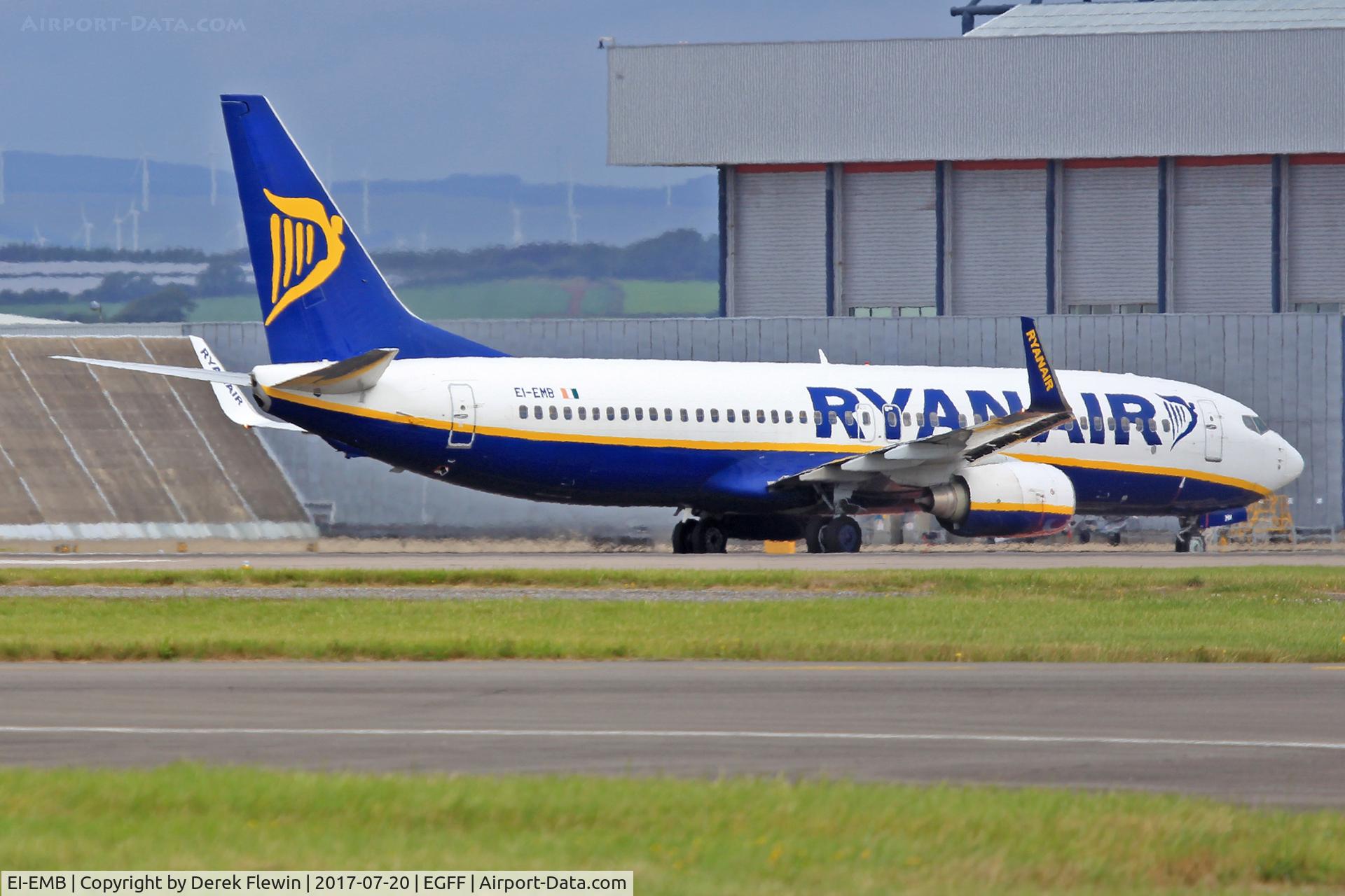 EI-EMB, 2010 Boeing 737-8AS C/N 38511, 737-8AS, Ryanair, callsign Ryanair 5EW, previously N1796B, seen just after landing on runway 30, out of Tenerife Sur.