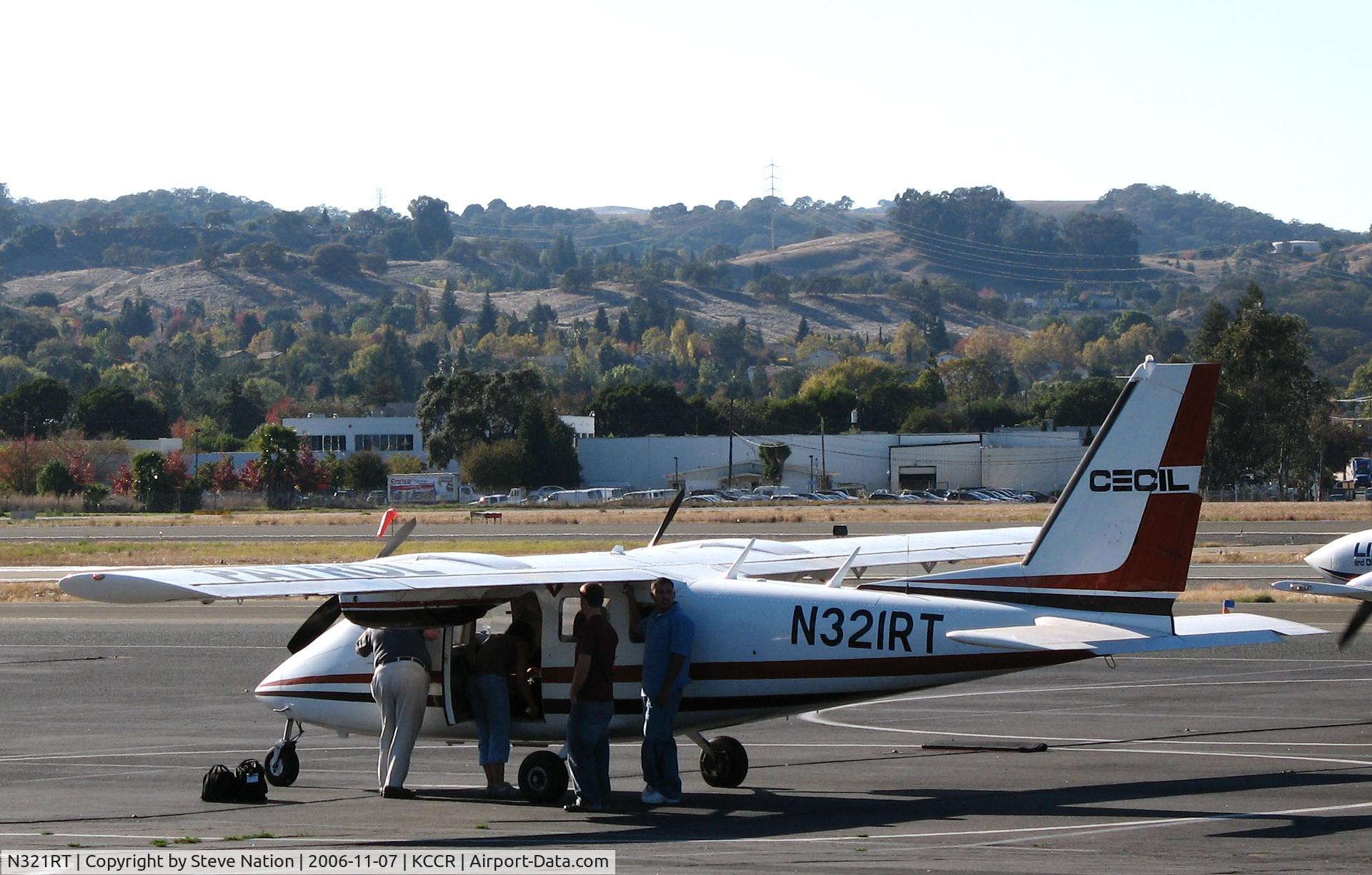 N321RT, 1979 Partenavia P-68B C/N 189, CECIL (KCSI Aerial Patrol, Bakersfield, CA) 1979 Partenavia P-68B ready to return home after flying San Joaquin Valley powerline observation mission @ Concord, CA