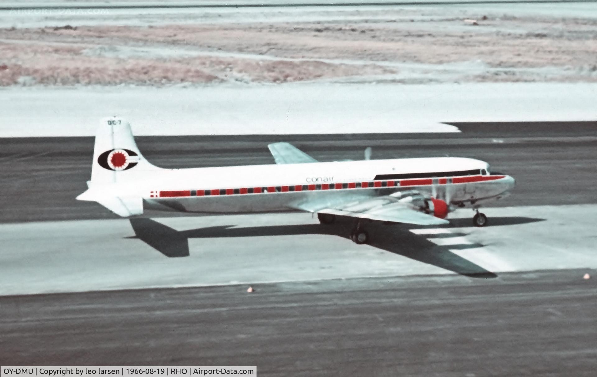 OY-DMU, 1954 Douglas DC-7 C/N 44135, Rhodos Maritsa Old Airport 19.8.1966