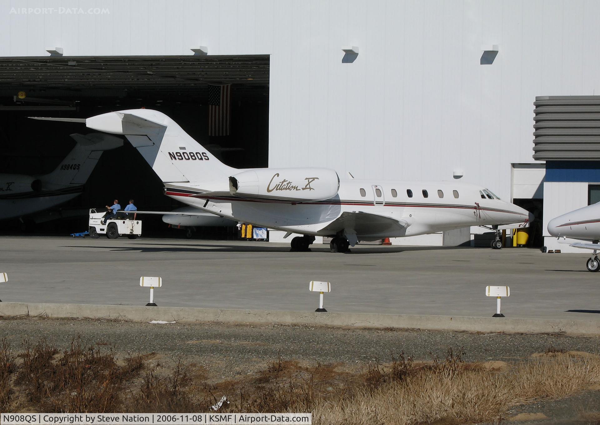 N908QS, 2000 Cessna 750 Citation X Citation X C/N 750-0108, NETJETS 2000 Cessna 750 Citation X in for maintenance at Cessna Citation facility@ Sacramento Intl Airport, CA