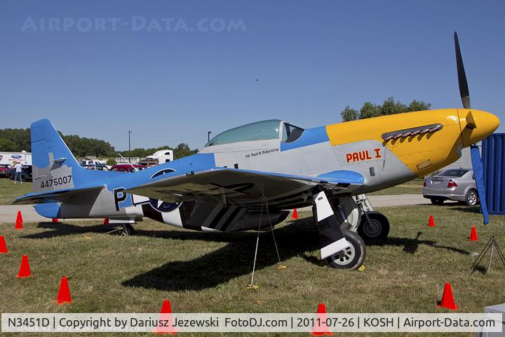 N3451D, 1944 North American F-51D Mustang C/N 122-41547, North American F-51D Mustang Paul I CN 44-75007N, N3451D