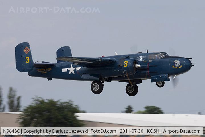N9643C, 1944 North American B-25J Mitchell Mitchell C/N 108-47512, North American B-25J Mitchell Devil Dog CN 44-86758, N9643C