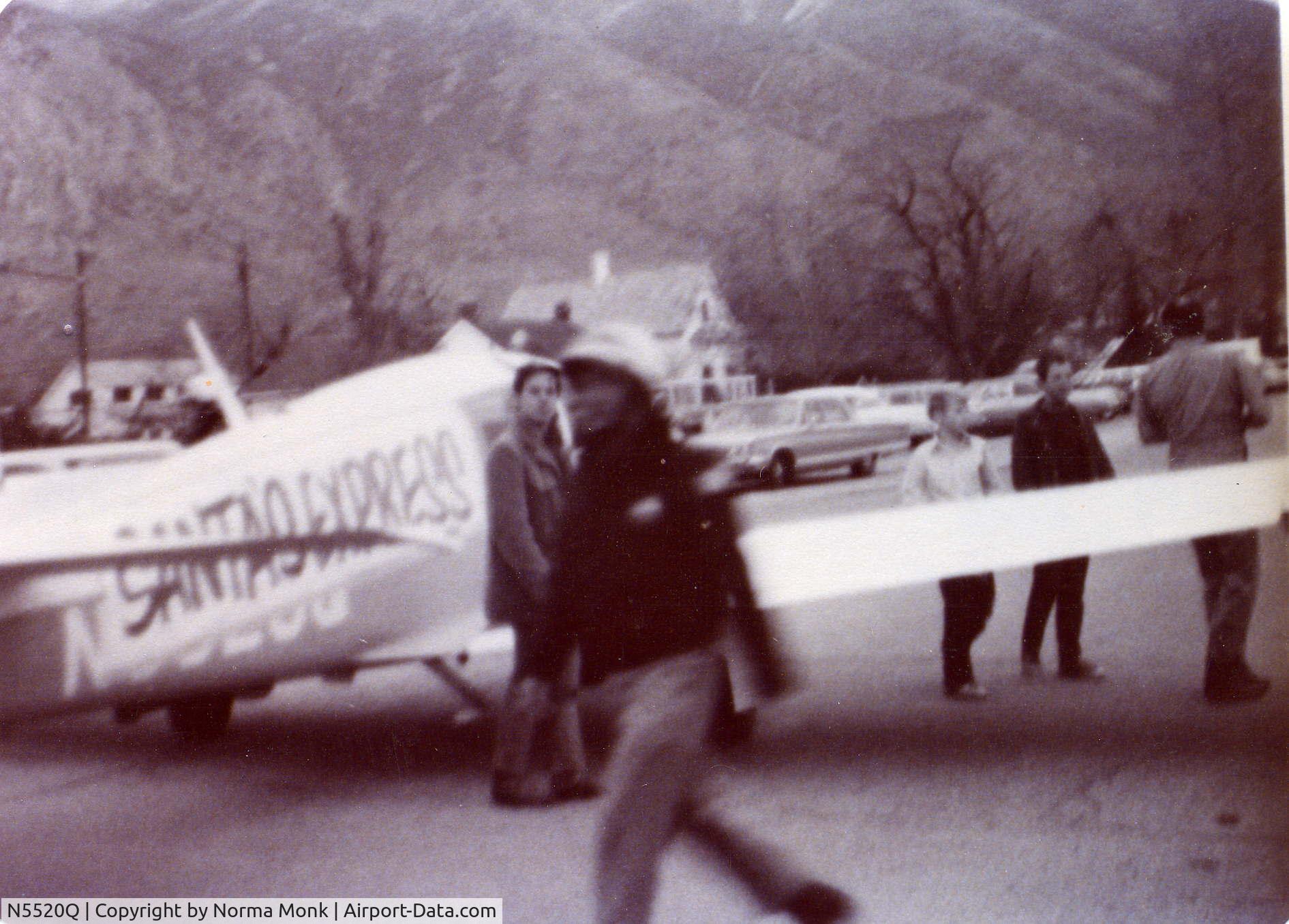 N5520Q, 1965 Mooney M20E C/N 613, Delivering Santa to Main Street in Springville, Utah December 1972