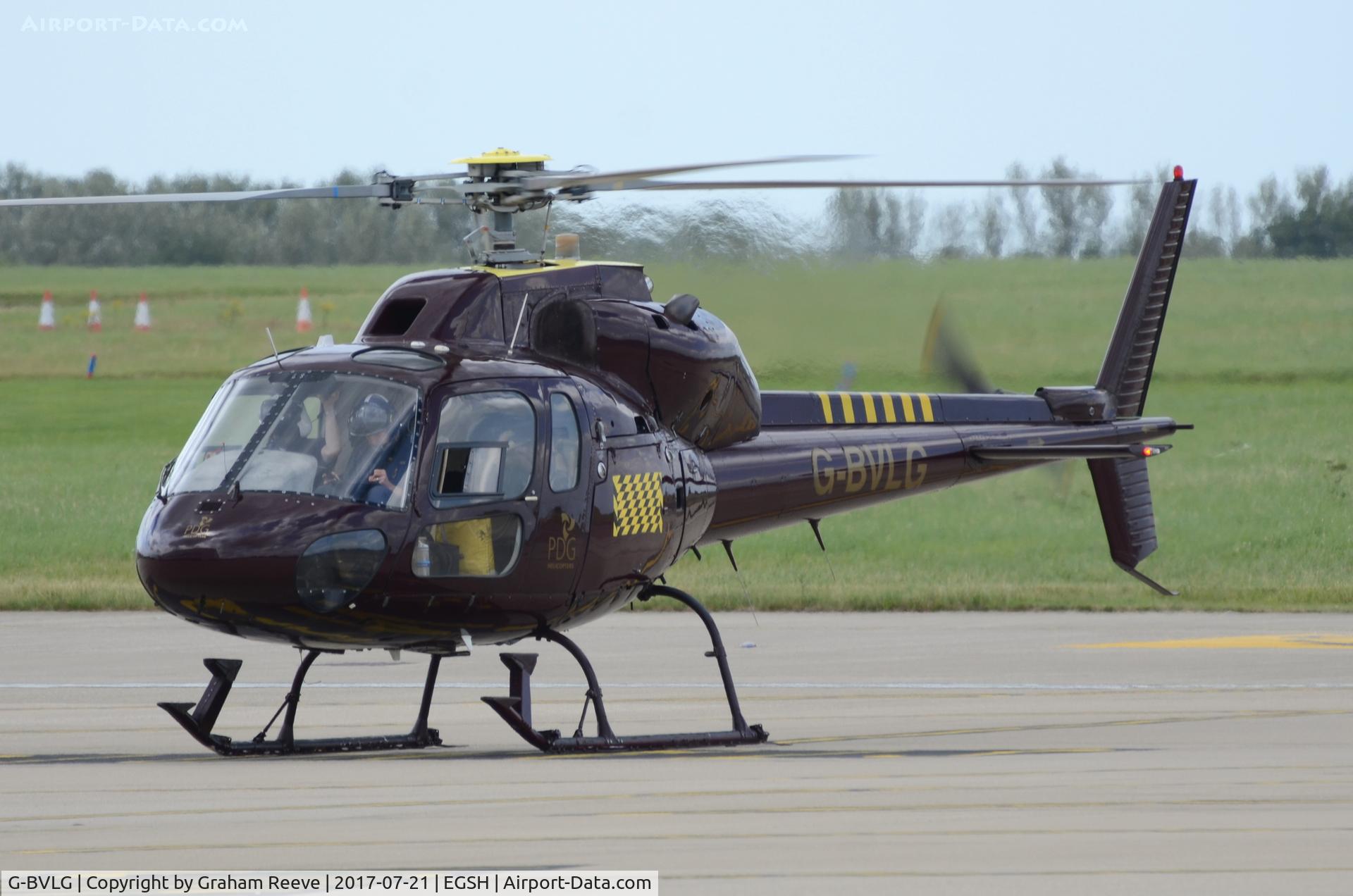 G-BVLG, 1980 Aerospatiale AS-355F-1 Ecureuil 2 C/N 5011, Departing from Norwich.
