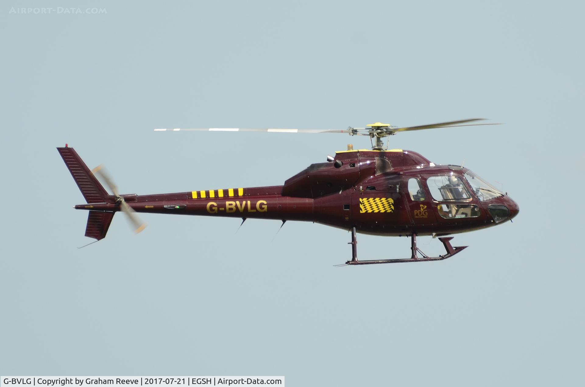 G-BVLG, 1980 Aerospatiale AS-355F-1 Ecureuil 2 C/N 5011, Landing at Norwich.