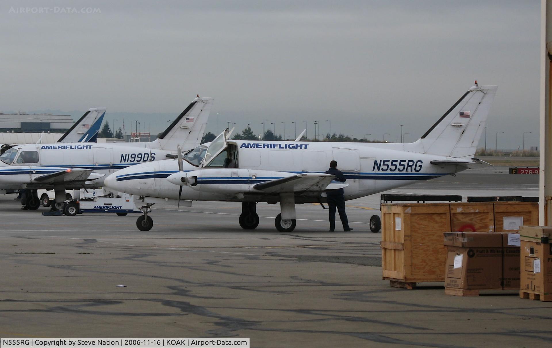 N555RG, 1973 Piper PA-31-350 Chieftain C/N 31-7305103, AMERIFLIGHT 1973 Piper PA-31-350 Freighter ready for morning launch @ Oakland International Airport, CA North Field
