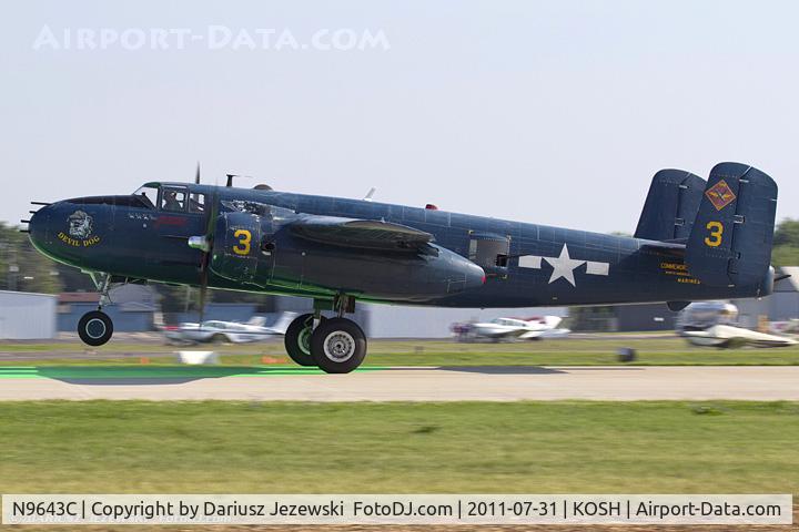 N9643C, 1944 North American B-25J Mitchell Mitchell C/N 108-47512, North American B-25J Mitchell Devil Dog CN 44-86758, N9643C