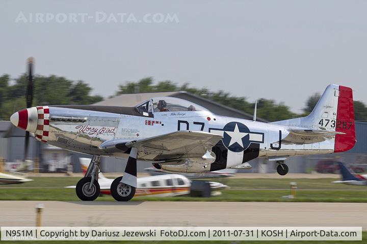 N951M, 1944 North American P-51D Mustang C/N 122-39746 (44-73287N), North American P-51D Mustang Worry Bird CN 44-73287N, N951M