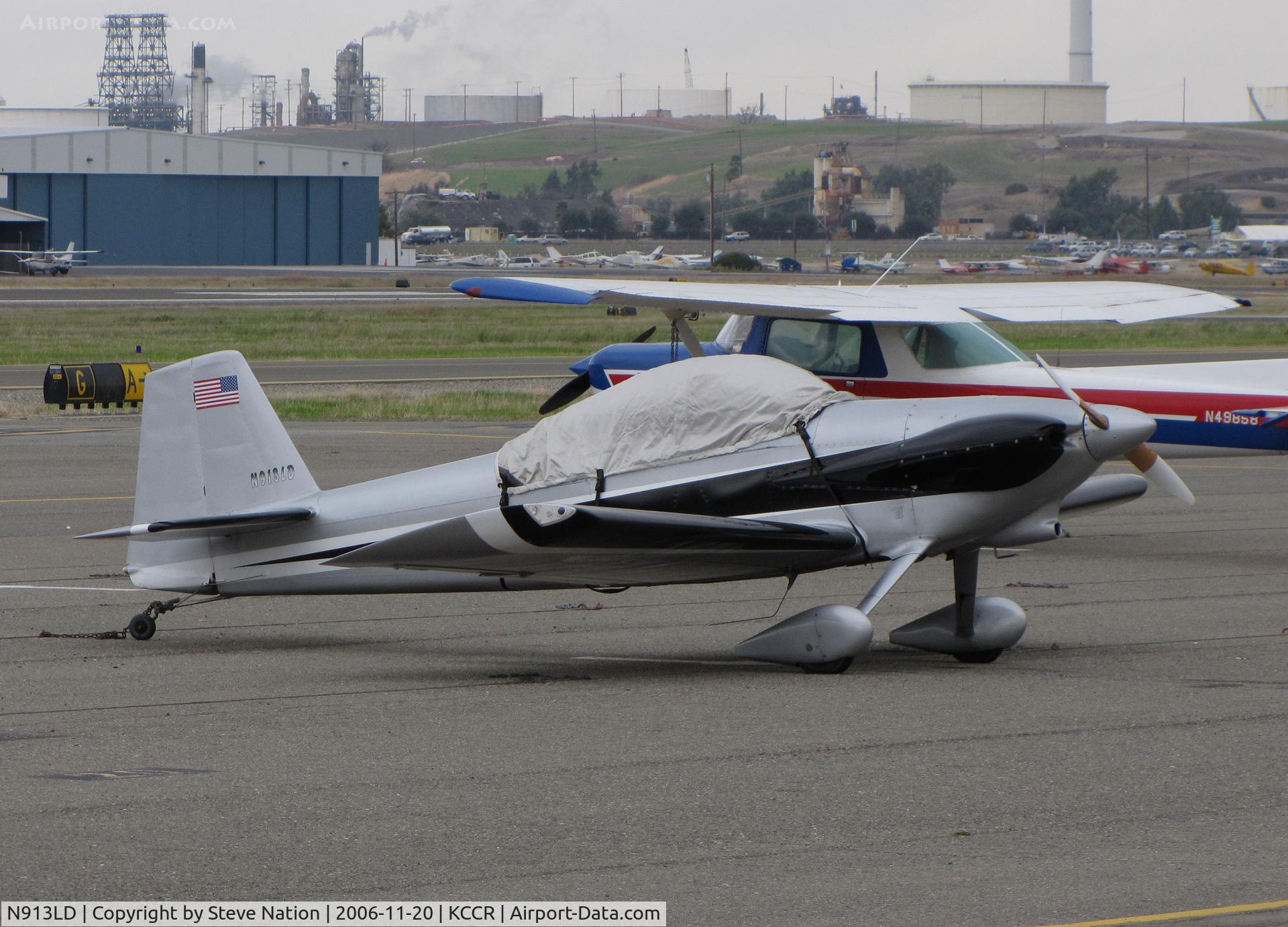 N913LD, Vans RV-4 C/N 1153, VANS RV-4 homebuilt with cockpit covered on visitors ramp @ Concord, CA