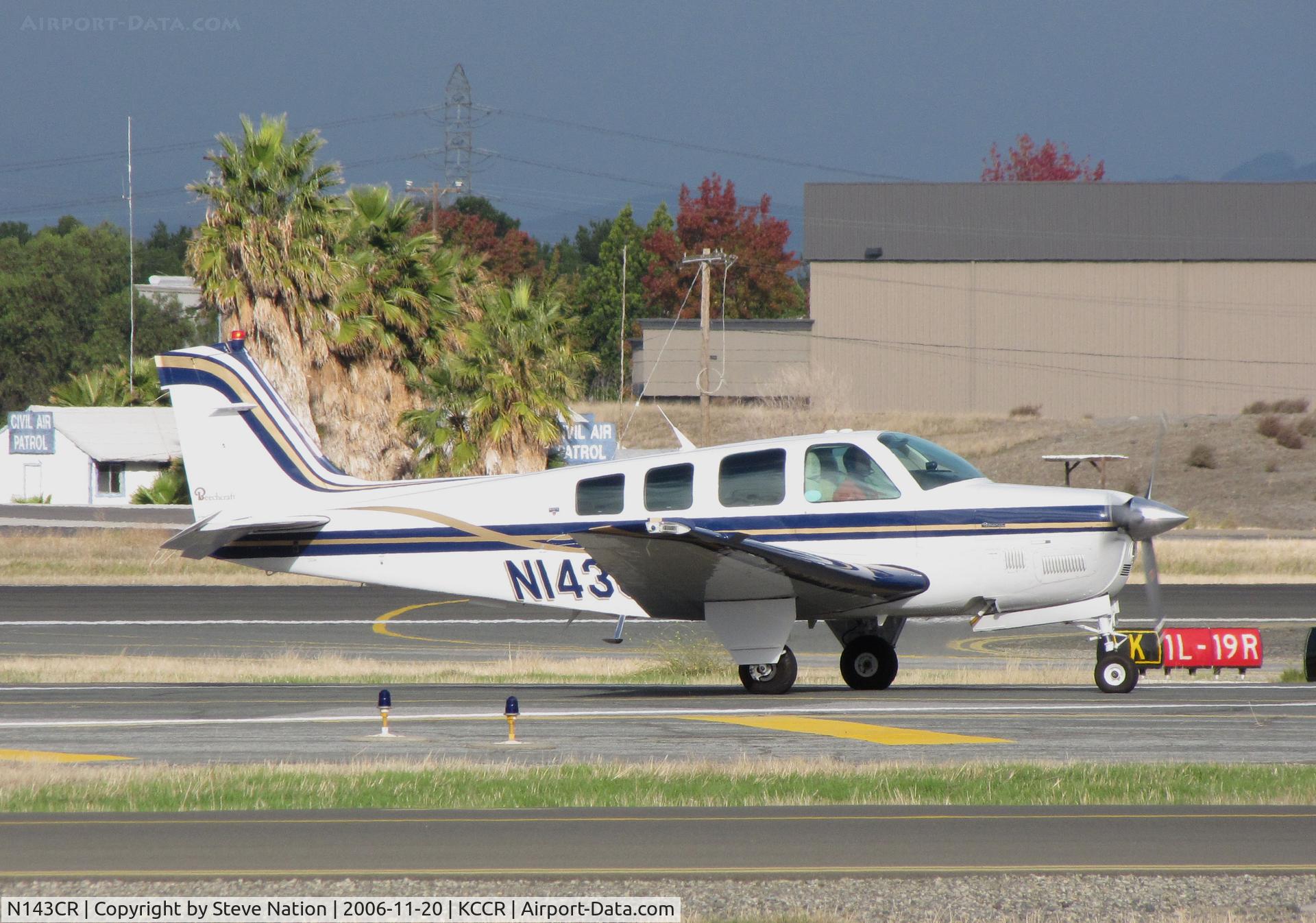 N143CR, 1993 Beech B36TC Bonanza C/N EA-550, Locally-based 1993 Beech B36TC Bonanza taxiing for take-off @ Buchanan Field, Concord, CA