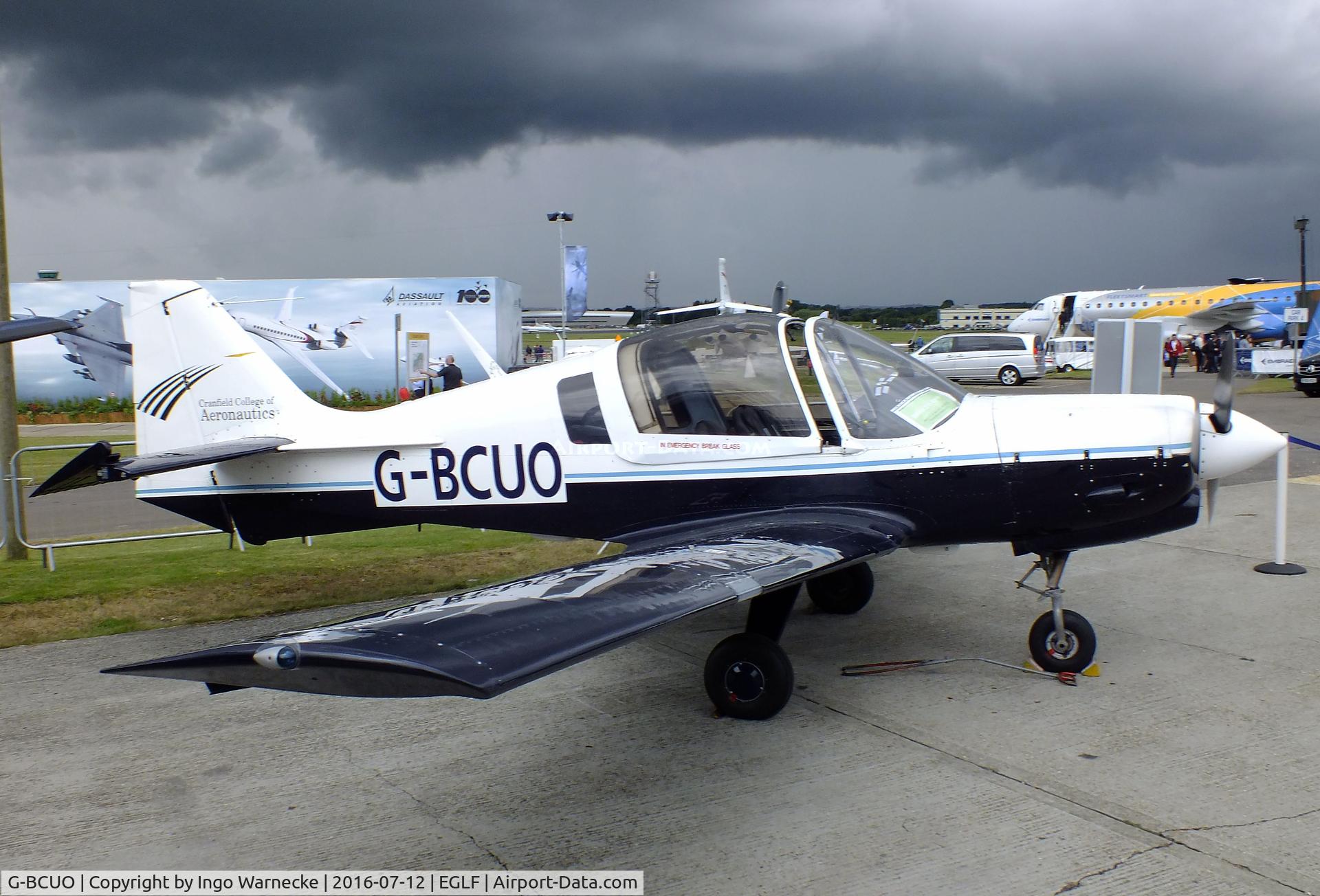 G-BCUO, 1975 Scottish Aviation Bulldog Series 120 Model 122 C/N BH120/371, Scottish Aviation Bulldog Srs 120 of the Cranfield College of Aeronautics at Farnborough International 2016