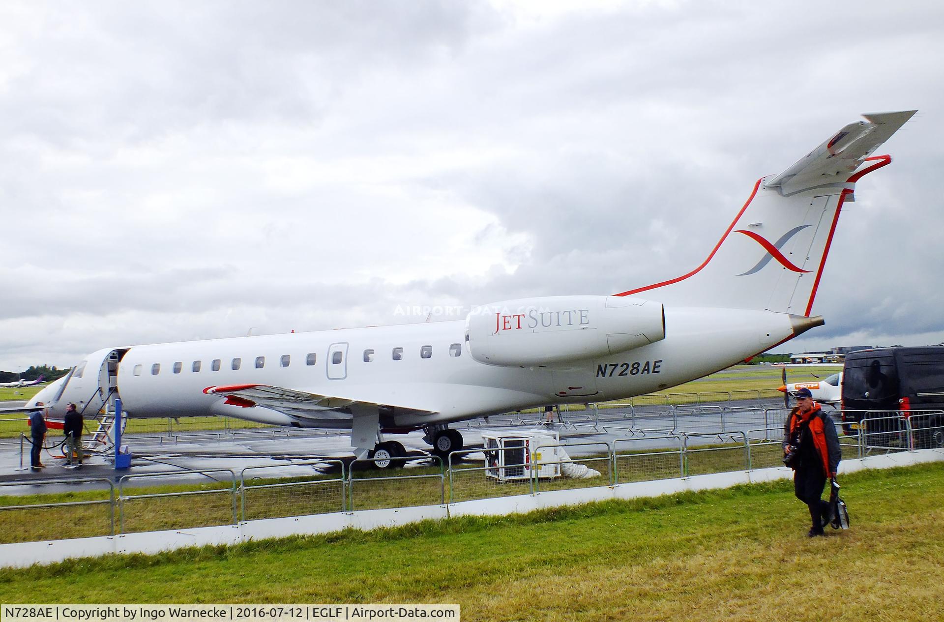 N728AE, 2000 Embraer ERJ-135LR (EMB-135LR) C/N 145328, EMBRAER ERJ-135LR (EMB-135LR) of JetSuite at Farnborough International 2016