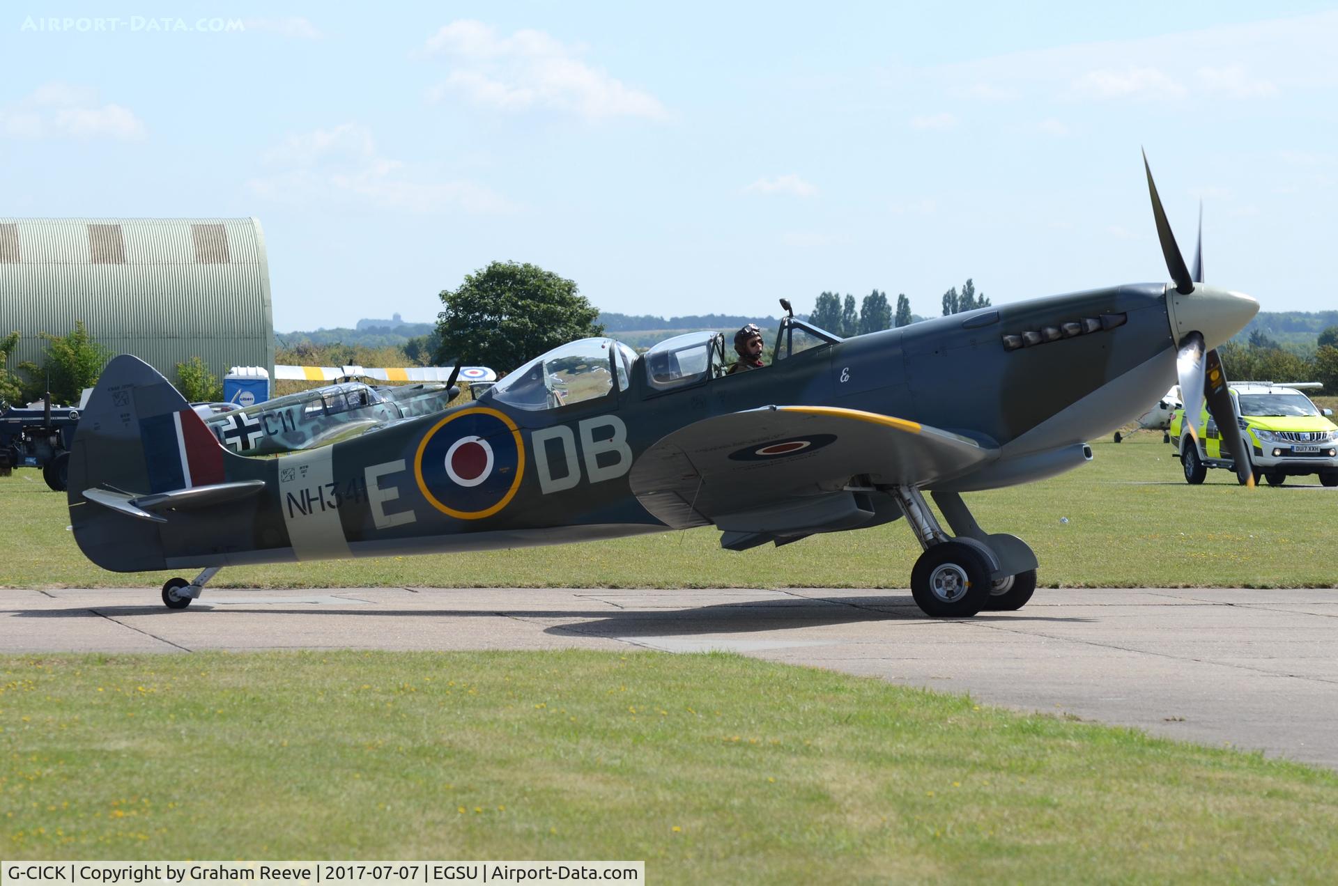 G-CICK, 1944 Supermarine 361 Spitfire LF.IXe C/N CBAF 8912, About to depart from Duxford.