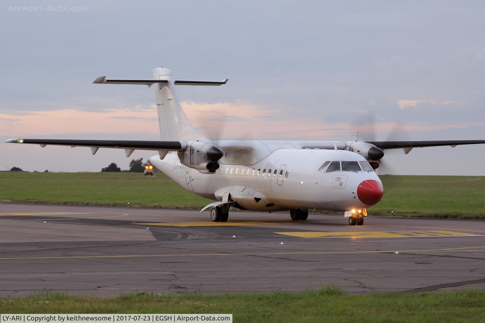 LY-ARI, 1986 ATR 42-312 C/N 012A, Arriving from Aberdeen as British Midland 1316.