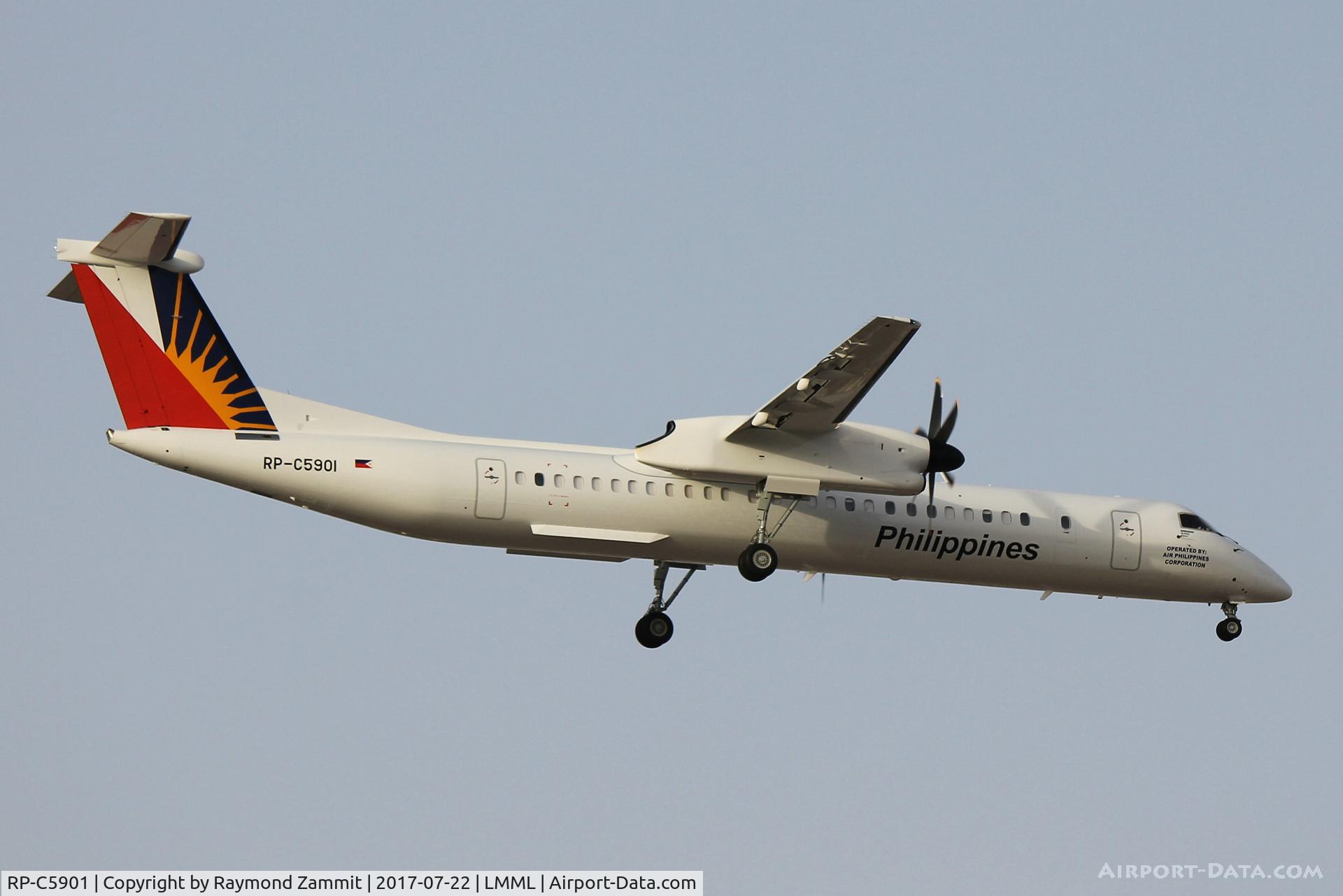 RP-C5901, 2017 De Havilland Canada DHC-8-402Q Dash 8 Dash 8 C/N 4561, DeHavilland DHC-8-402Q RP-C5901 Philipinne Airlines Express seen landing in Malta while being ferried.