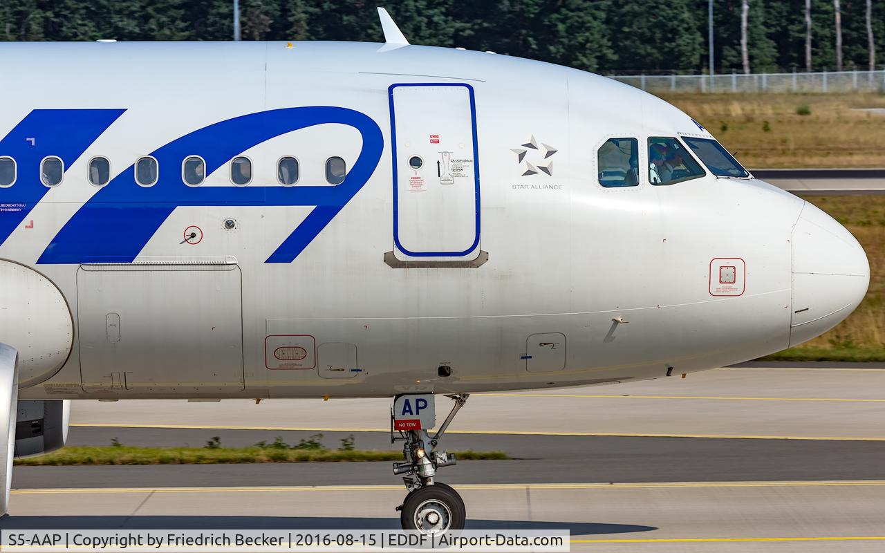 S5-AAP, 2010 Airbus A319-132 C/N 4282, taxying to the gate