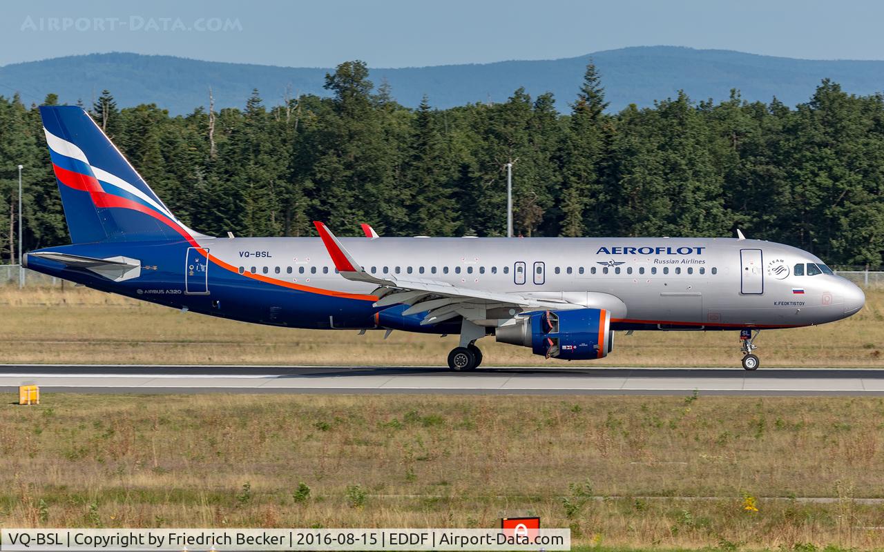 VQ-BSL, 2014 Airbus A320-214 C/N 6060, decellerating after touchdown on RW07L