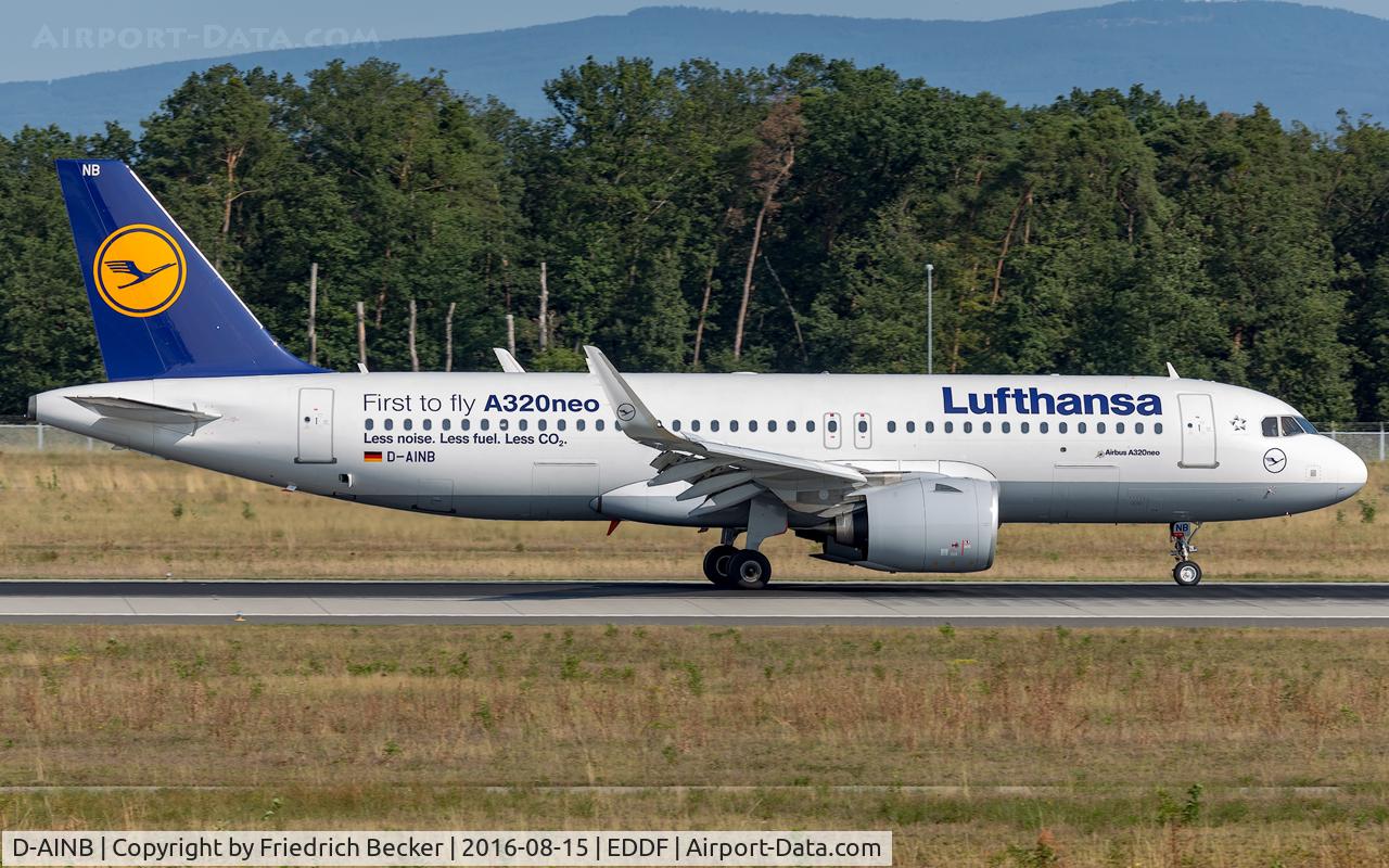 D-AINB, 2016 Airbus A320-271N C/N 6864, decellerating after touchdown on RW07L