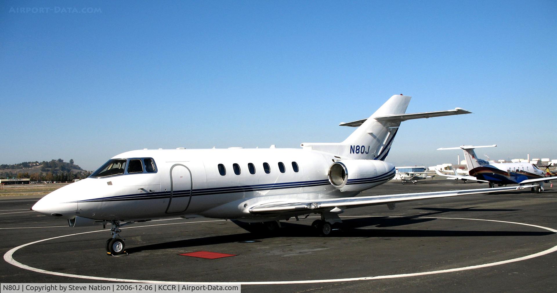 N80J, 2004 Raytheon 800XP Hawker C/N 258681, U. S. Steel Corp., Pittsburgh, PA 2004 Raytheon Aircraft Hawker 800XP @ Buchanan Field, Concord, CA (Re-registered N80JE to new owner in Salem, OR 2010-02-05 and N119BG to RER Investments LLC, Houston, TX 2015-07-07)