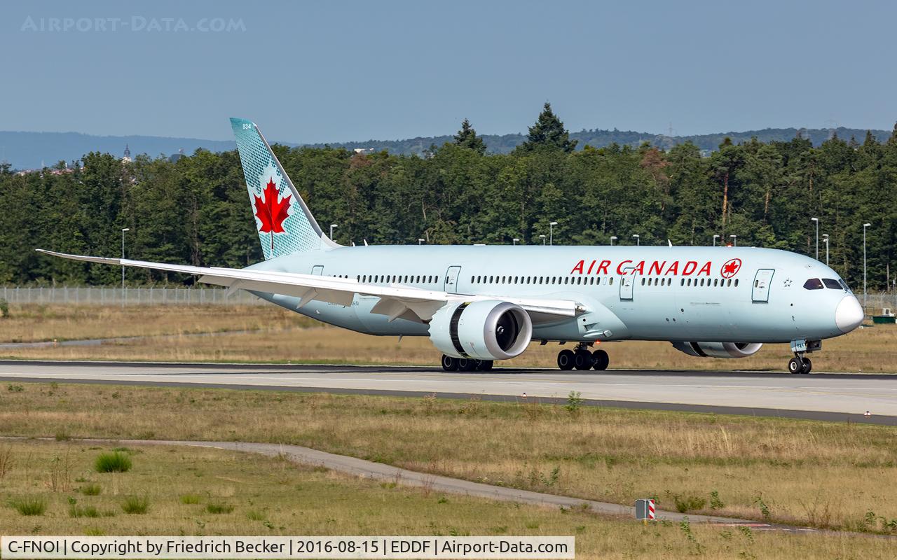 C-FNOI, 2015 Boeing 787-9 Dreamliner C/N 35268, decellerating after touchdown on RW07L