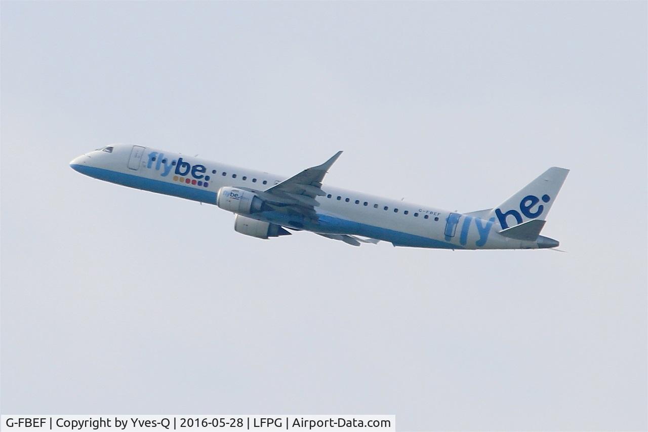 G-FBEF, 2007 Embraer 195LR (ERJ-190-200LR) C/N 19000104, Embraer 195LR, Take off rwy 08L, Roissy Charles De Gaulle airport (LFPG-CDG)