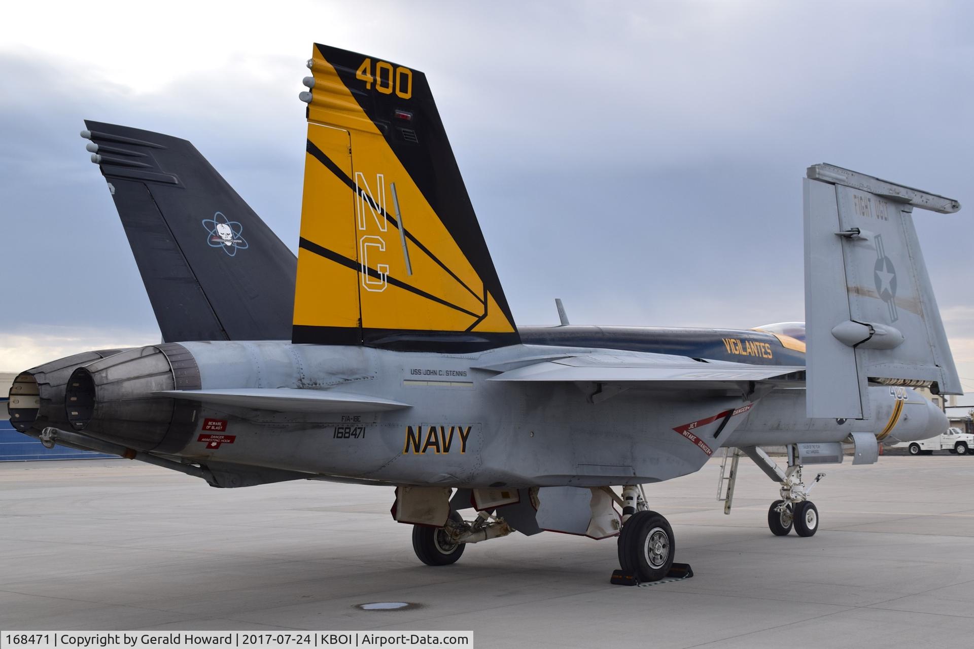 168471, Boeing F/A-18E Super Hornet C/N E-228, Parked on south GA ramp.  VFA-151 Vigilantes