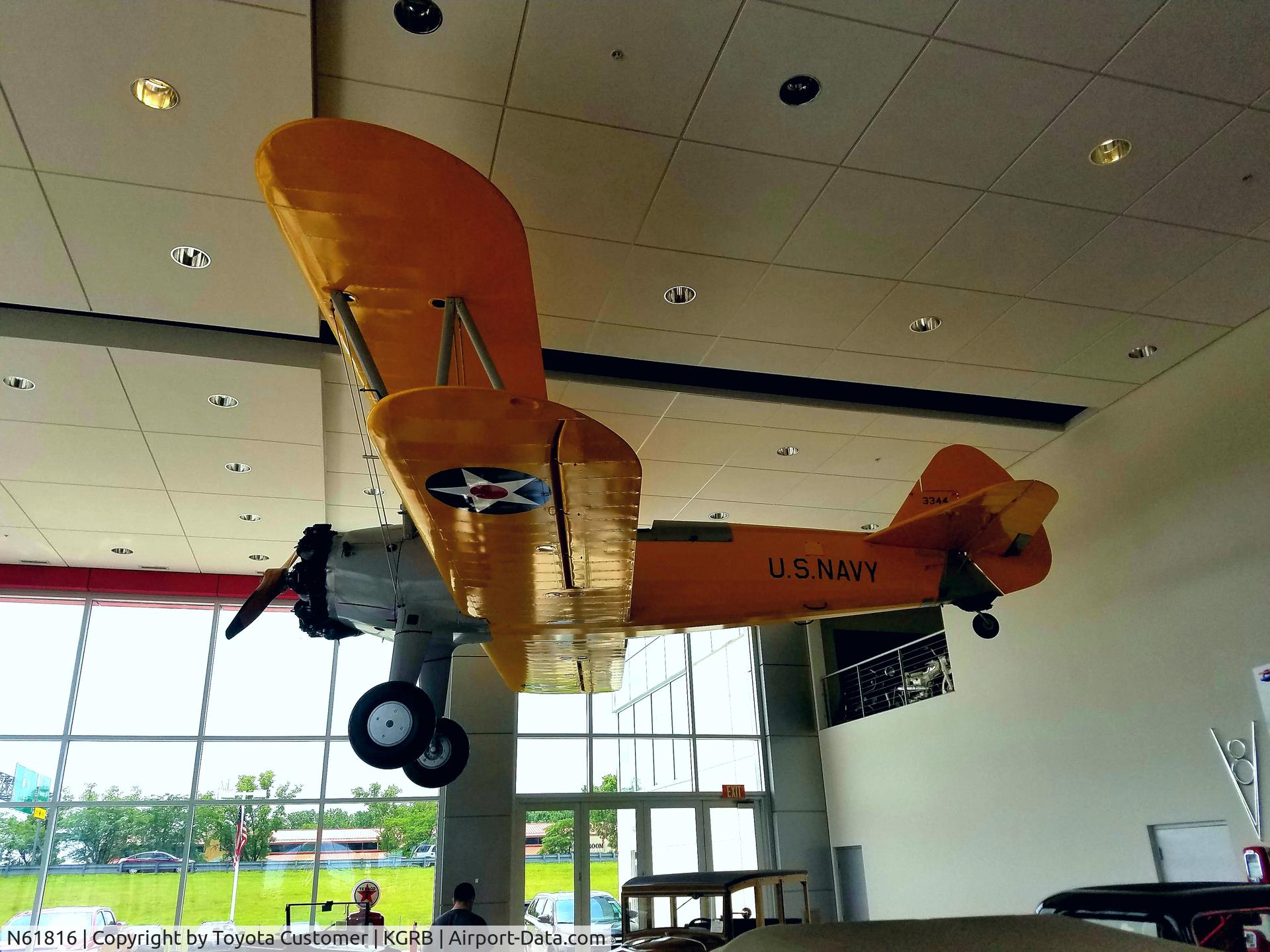 N61816, 1942 Boeing A75N1 C/N 75-1121, Static display inside LeMeiux Toyota 2550 Oneida St. Green Bay, Wi. Fully airworthy and like new