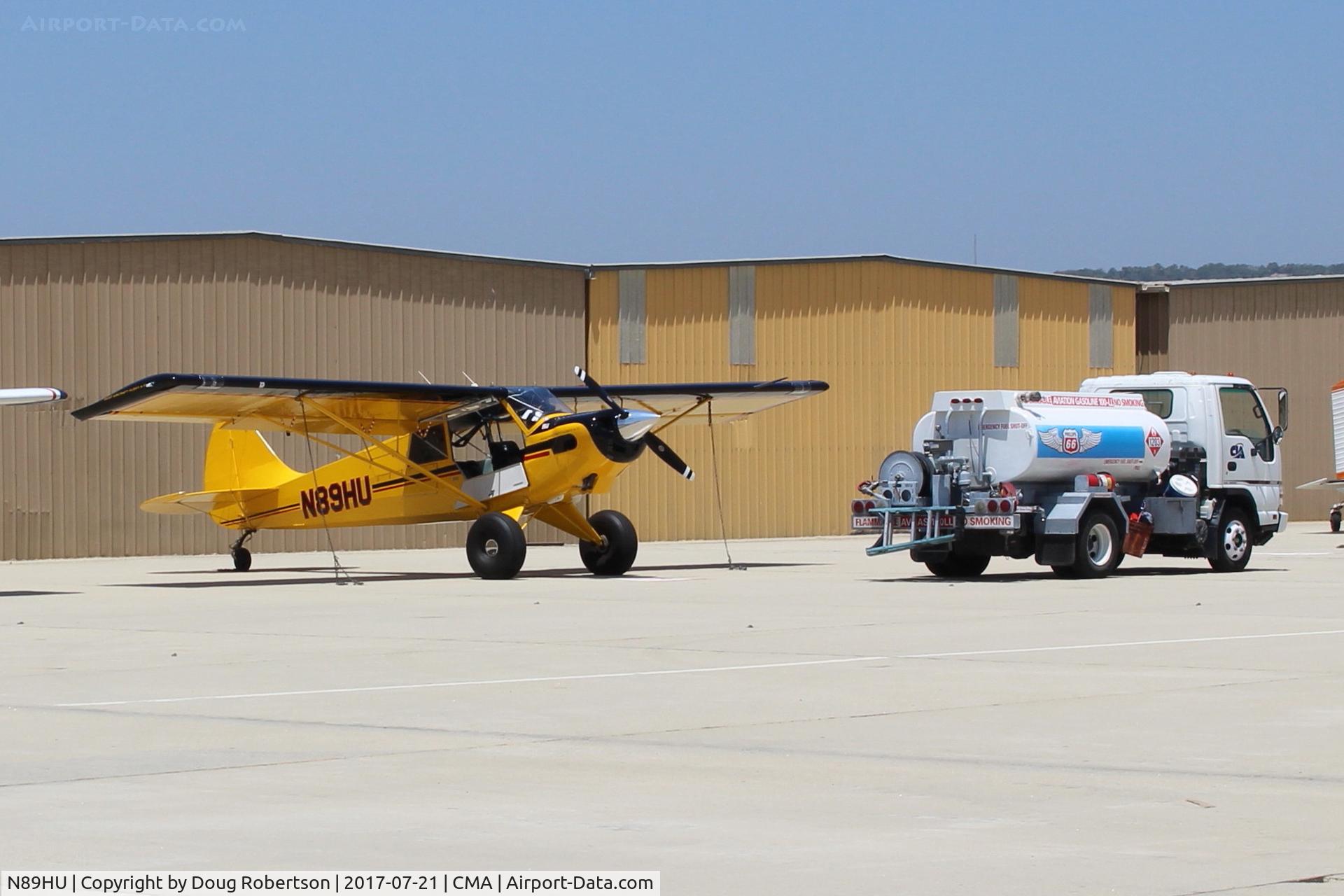 N89HU, Aviat A-1C-200 Husky C/N 3077, 2009 AVIAT A-1C-200 HUSKY, Lycoming IO-360-A1D5 200 Hp, oversize tires, will refuel here on ramp from mobile tanker. Several to choose from at CMA or self-serve near Control Tower.