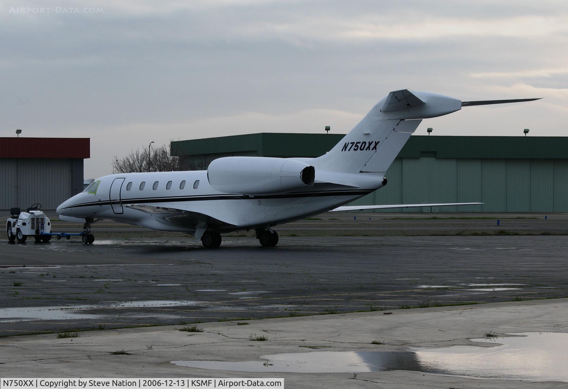 N750XX, 1999 Cessna 750 Citation X C/N 750-0094, 1999 Cessna 750 on Cessna Citation Maintenance and Delivery ramp @ Sacramento International Airport, CA to Eastham Aviation, Bellaire, TX 2008-04-23 as N84EA)