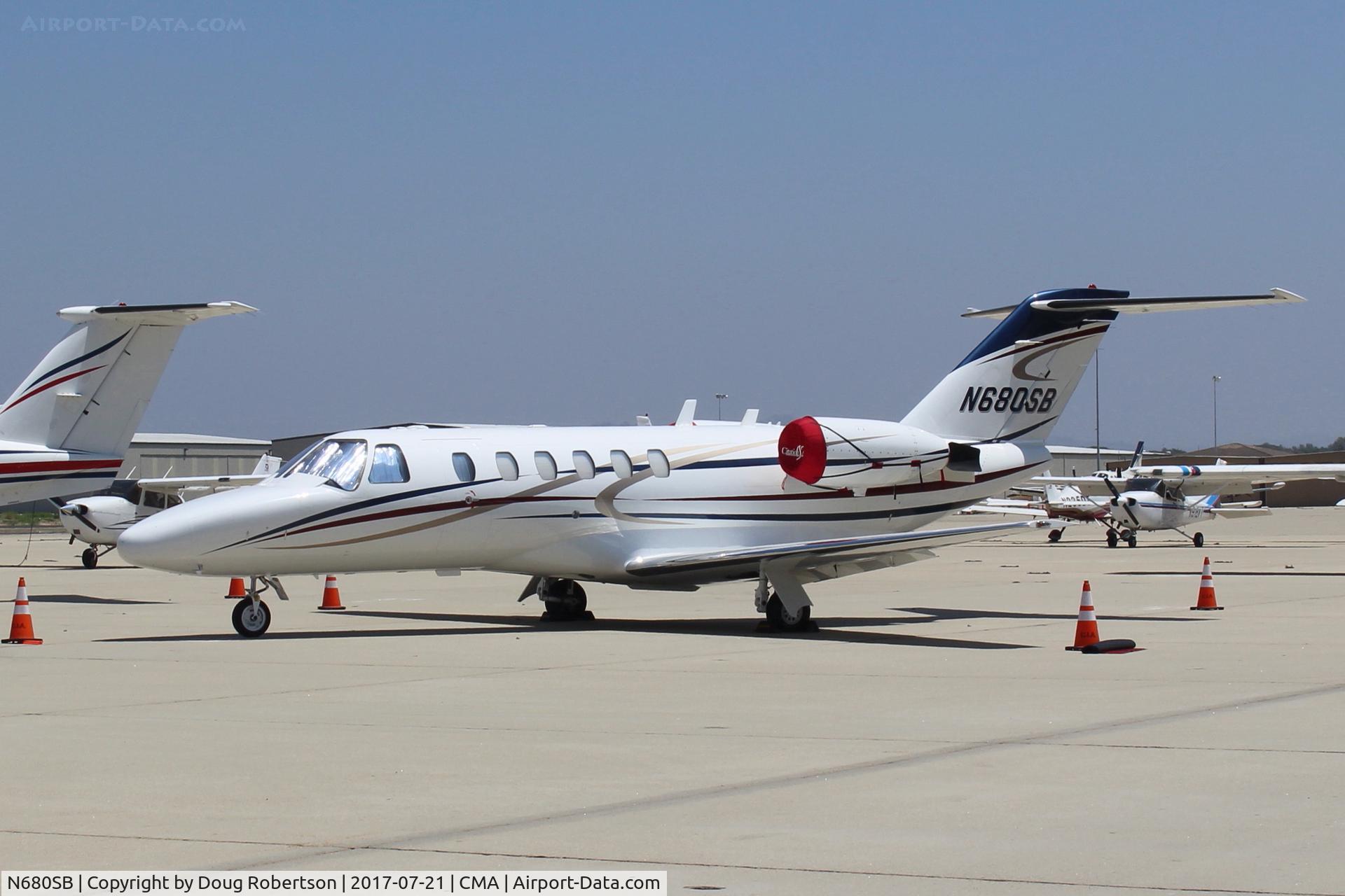N680SB, 2005 Cessna 680 Citation Sovereign C/N 680-0039, 2005 Cessna 680 CITATION SOVEREIGN, 2 P&W(C)PW306C Turbofans 5,770 lb st each with FADEC. Max operating Mach number  (Mmc) 0.80. Max cruise at FL350 528 mph.