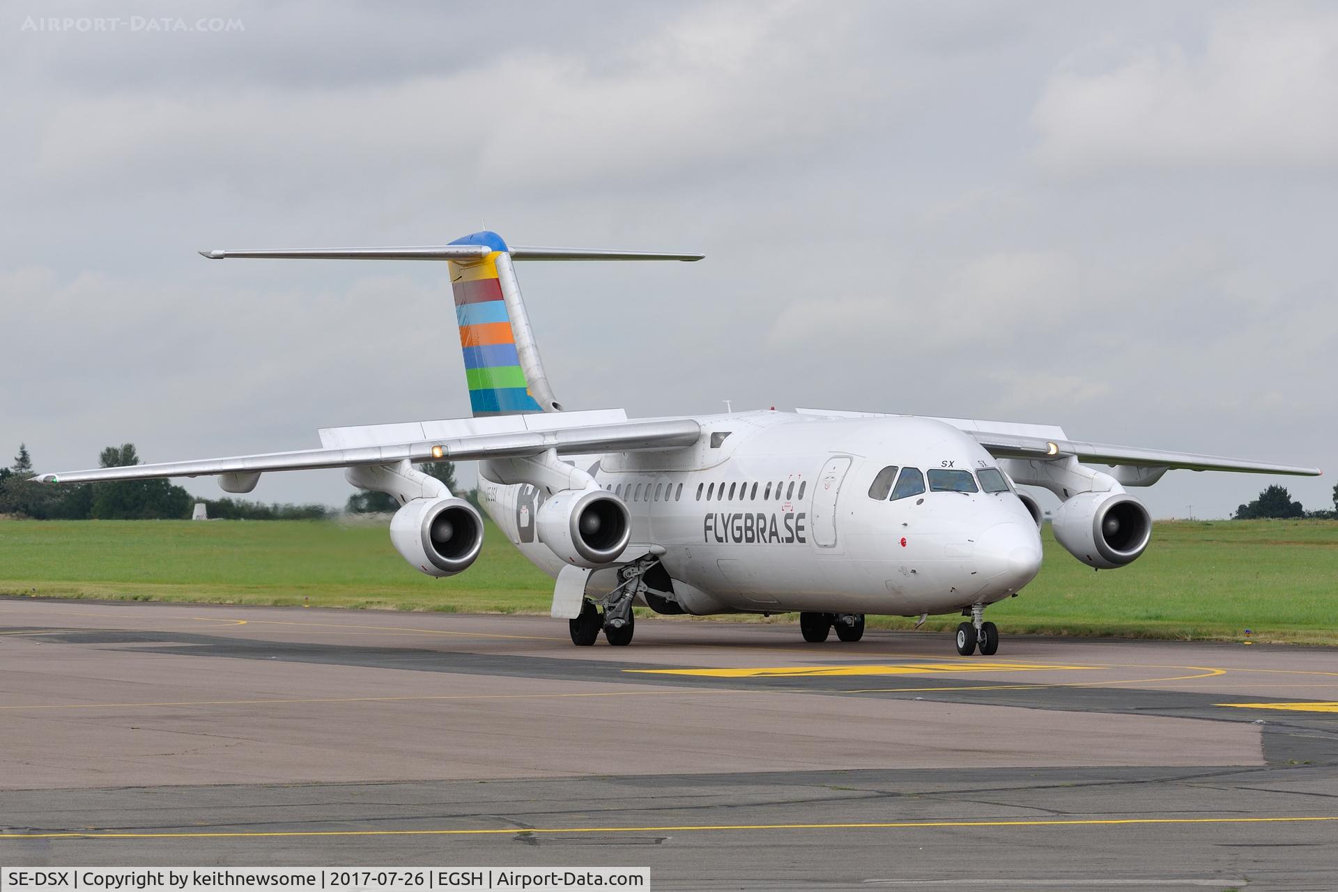 SE-DSX, 1994 British Aerospace Avro 146-RJ100 C/N E3255, Arriving for maintenance.