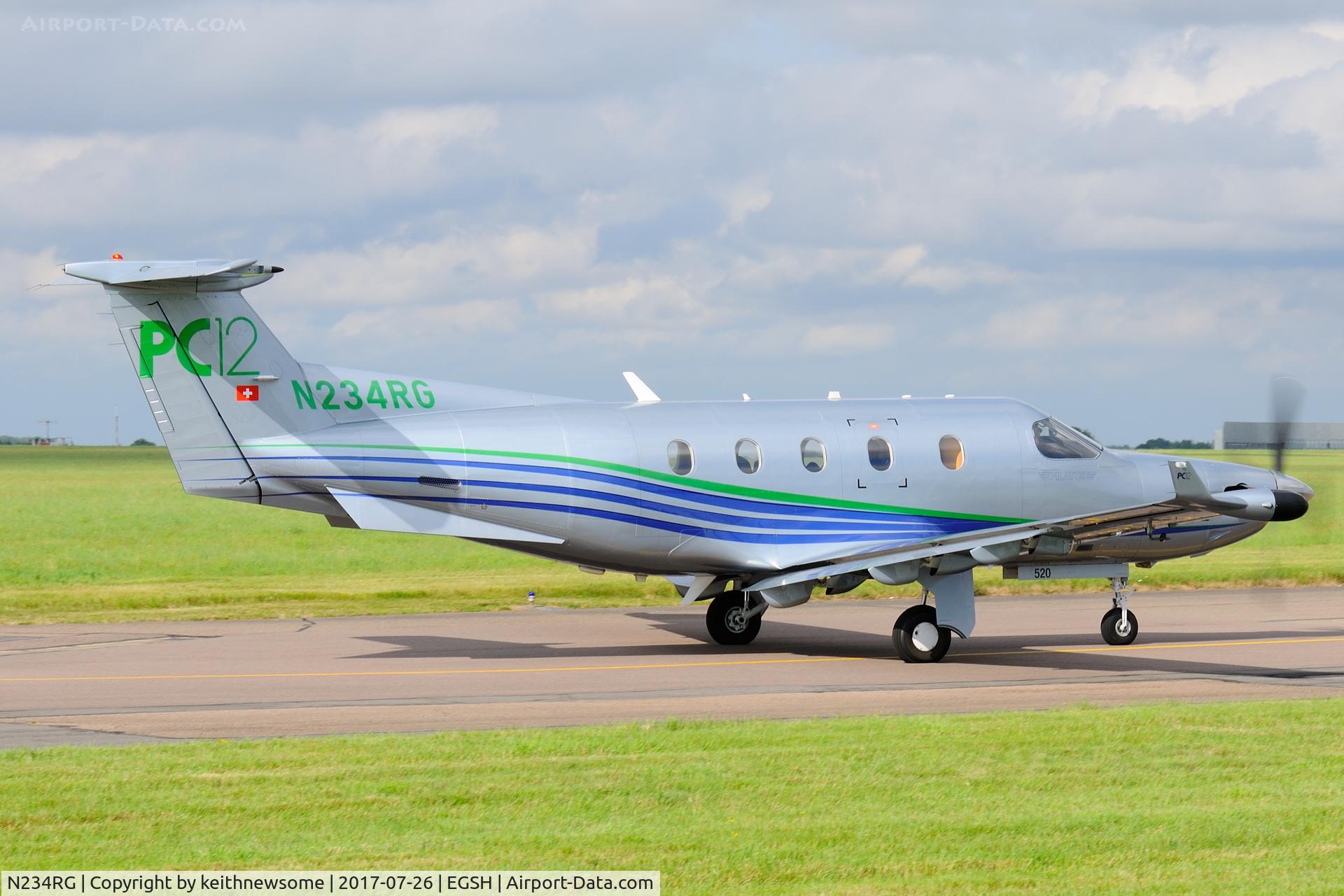 N234RG, 2003 Pilatus PC-12/45 C/N 520, Leaving Norwich.