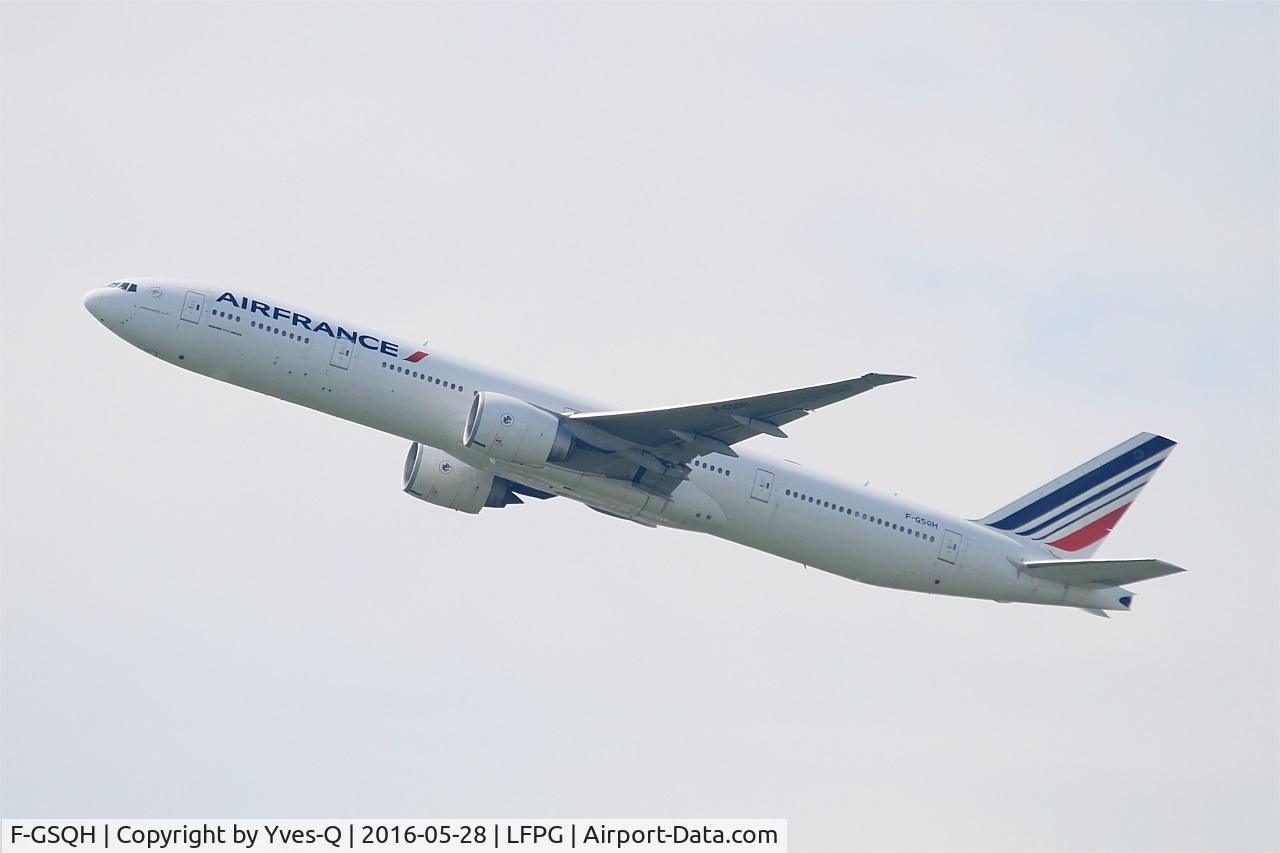 F-GSQH, 2005 Boeing 777-328/ER C/N 32711, Boeing 777-328-ER, Take off rwy 08L, Roissy Charles De Gaulle airport (LFPG-CDG)