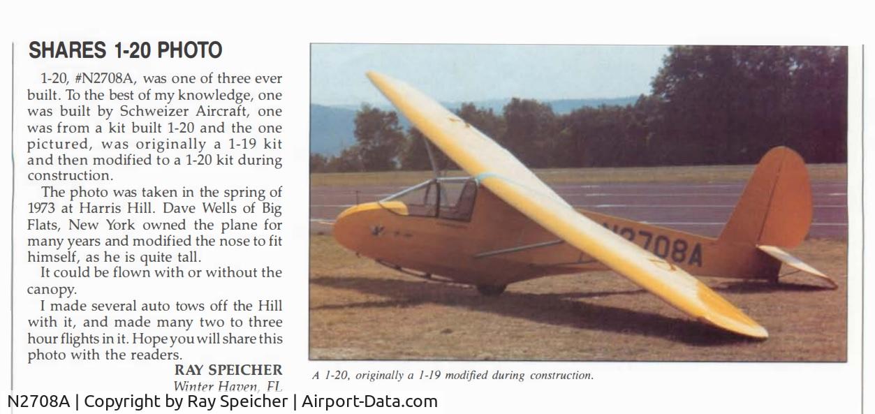 N2708A, 1956 Schweizer SGU-1-20 C/N 30A, SGU 1-20 converted from a SGU 1-19