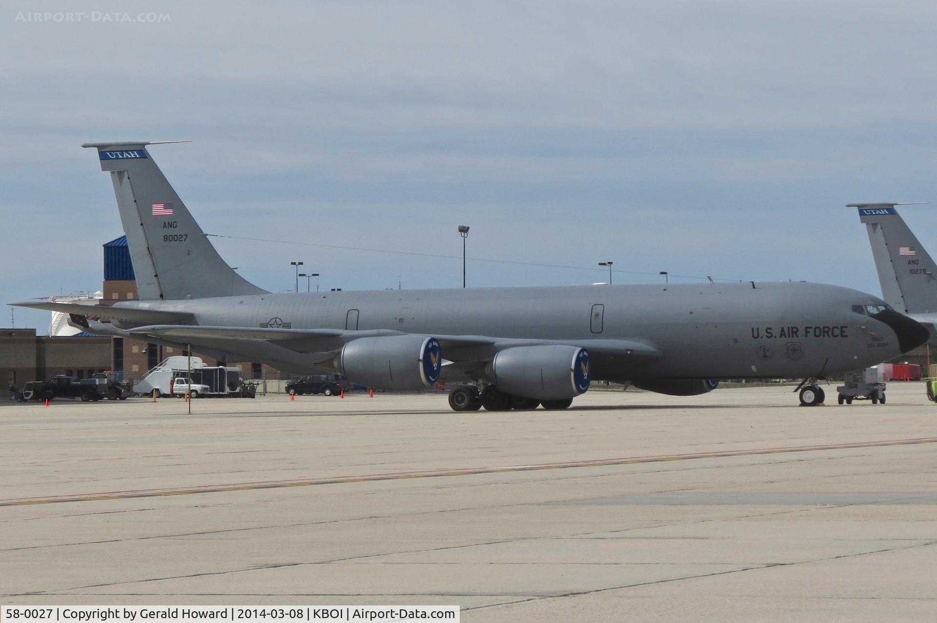 58-0027, 1958 Boeing KC-135R Stratotanker C/N 17772/T0242, Parked on the Idaho ANG ramp. 151st ARW, Utah ANG.