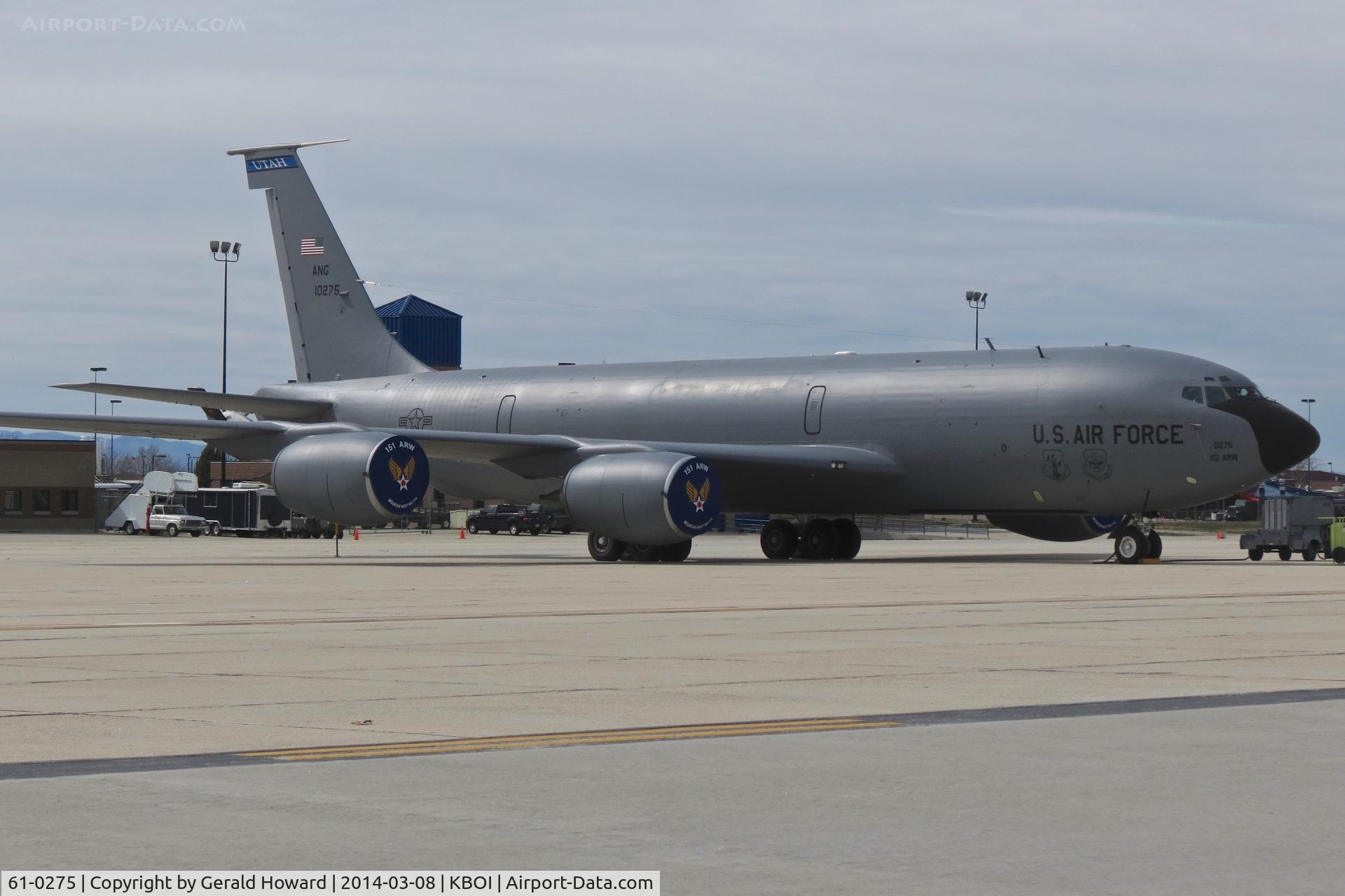 61-0275, 1961 Boeing KC-135R Stratotanker C/N 18182, Parked in the Idaho ANG ramp. 151st ARW, Utah ANG.
