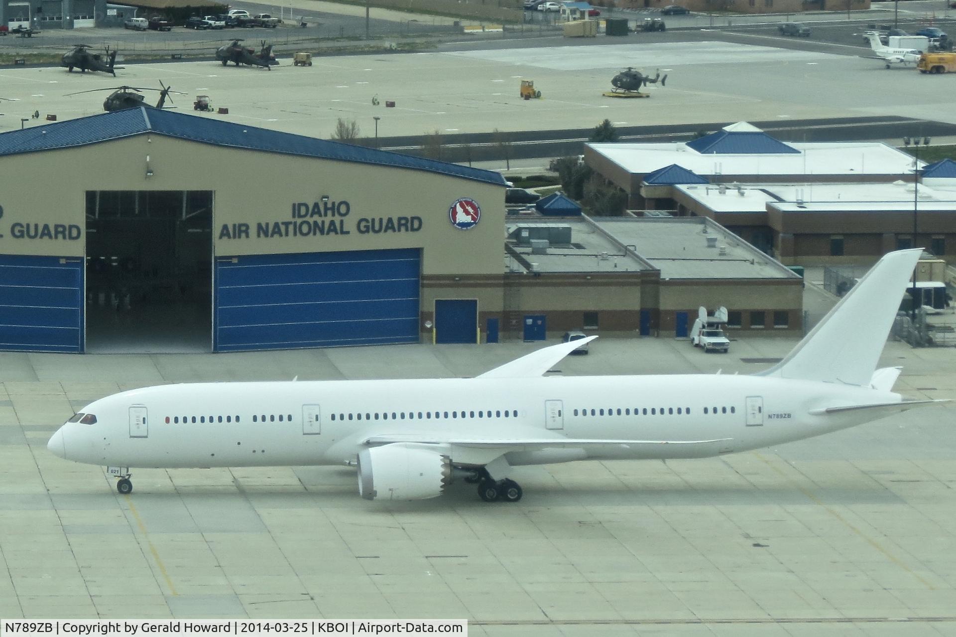 N789ZB, 2013 Boeing 787-9 Dreamliner Dreamliner C/N 35422, Parked on the Idaho ANG ramp. In 2015 this aircraft was sold to Japan Airways, JA861J.