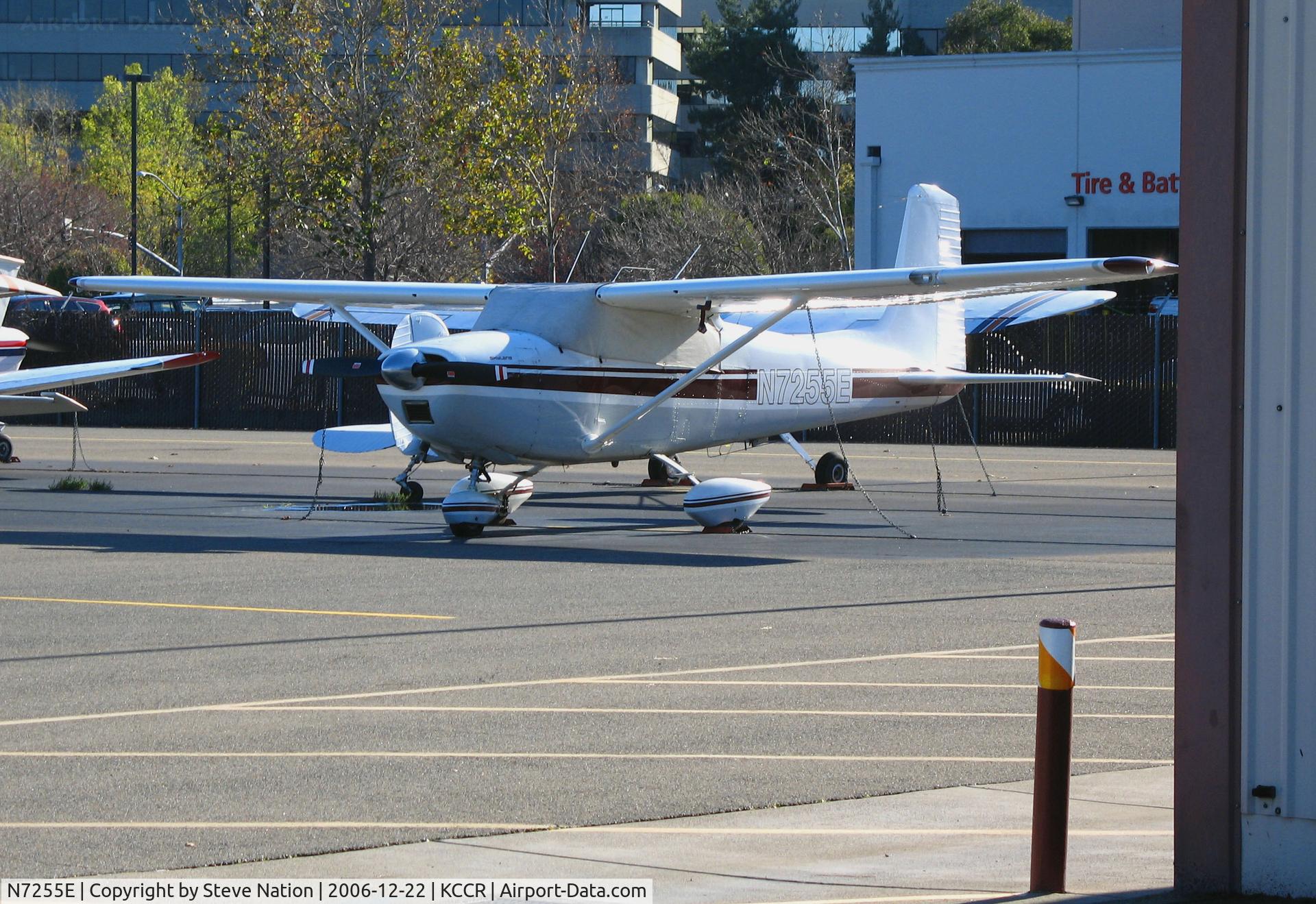 N7255E, 1959 Cessna 182B Skylane C/N 52255, Locally-based 1959 Cessna 182 straight tailed Skylane with cockpit cover @ Buchanan Field, Concord, CA