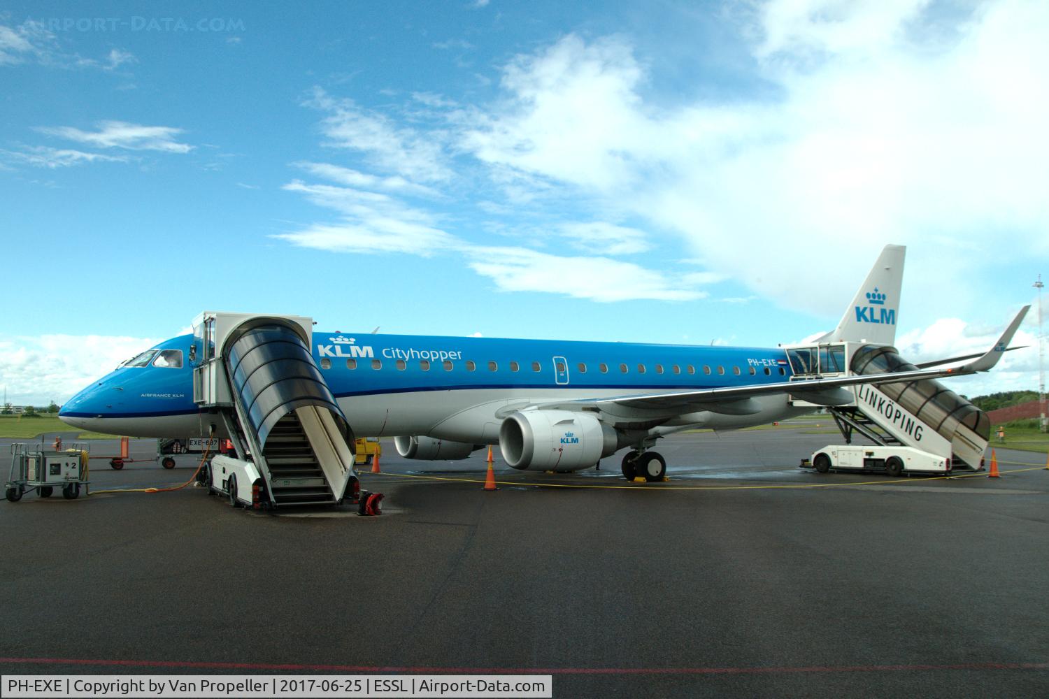 PH-EXE, 2015 Embraer 190STD (ERJ-190-100) C/N 19000687, KLM Embraer 190STD during a short turn around at Linköping City Airport, Sweden