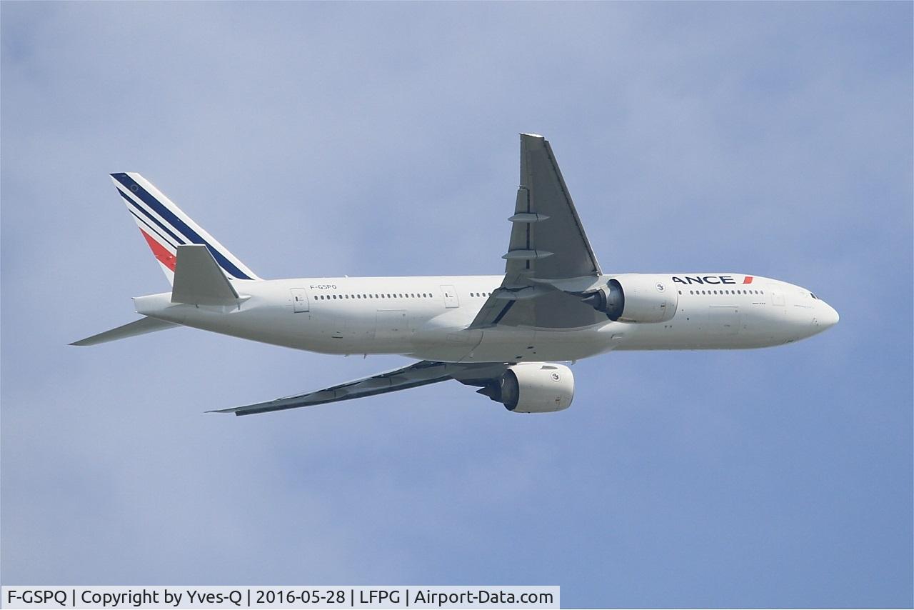 F-GSPQ, 2001 Boeing 777-228/ER C/N 28682, Boeing 777-228 (ER), Take off rwy 06R, Roissy Charles De Gaulle airport (LFPG-CDG)