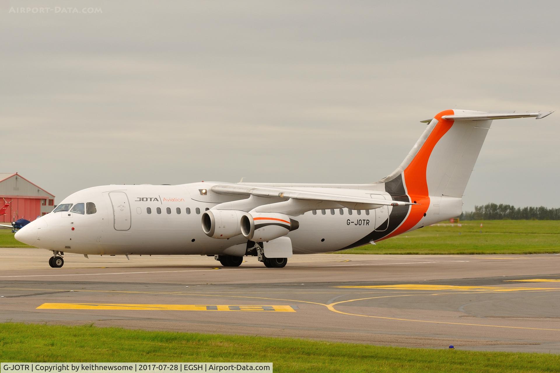 G-JOTR, 1996 British Aerospace Avro 146-RJ85 C/N E.2294, Arriving at Norwich with Brighton & Hove Albion football team for a friendly.