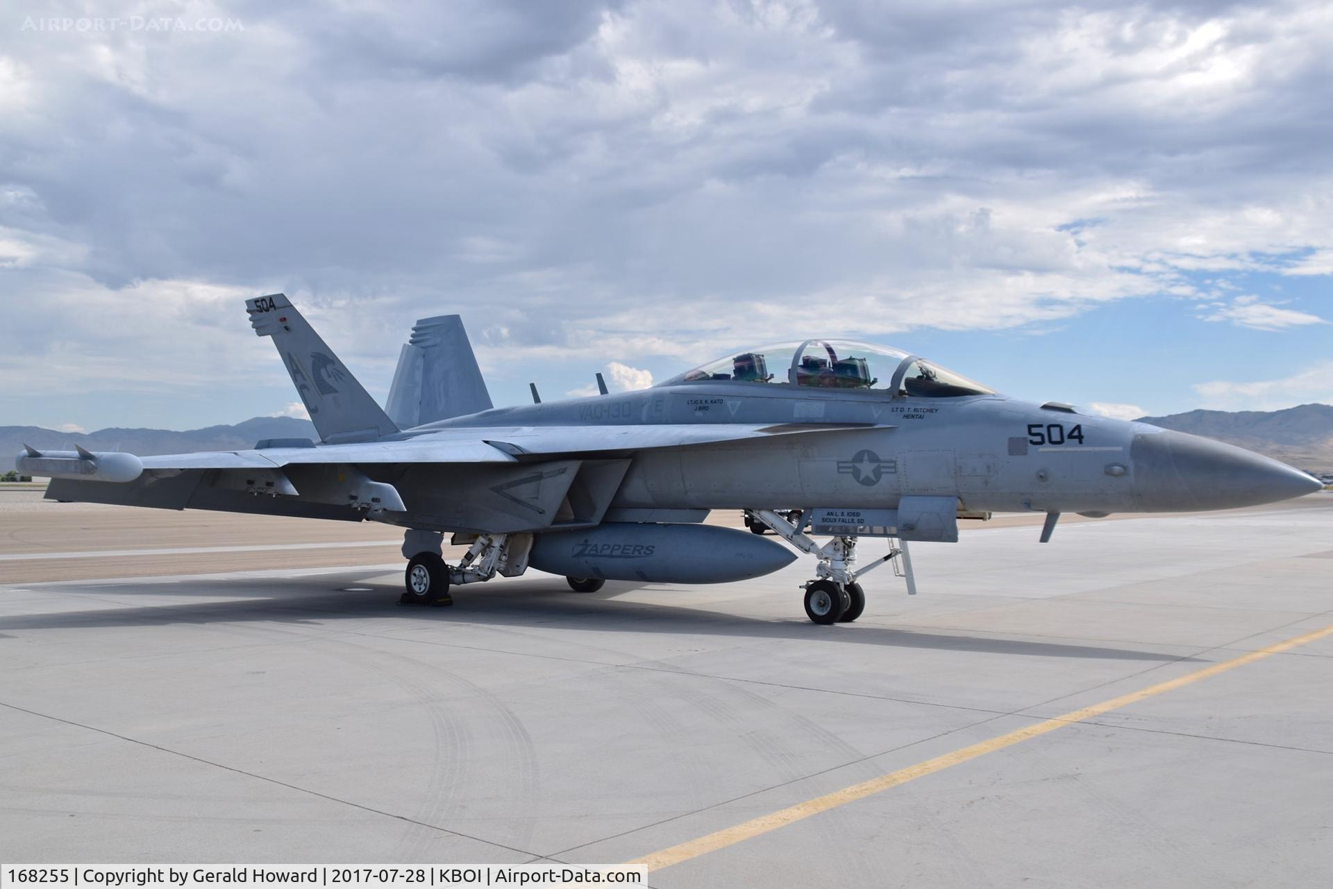 168255, Boeing EA-18G Growler C/N G-37, Parked on the south GA ramp. VAQ-130 