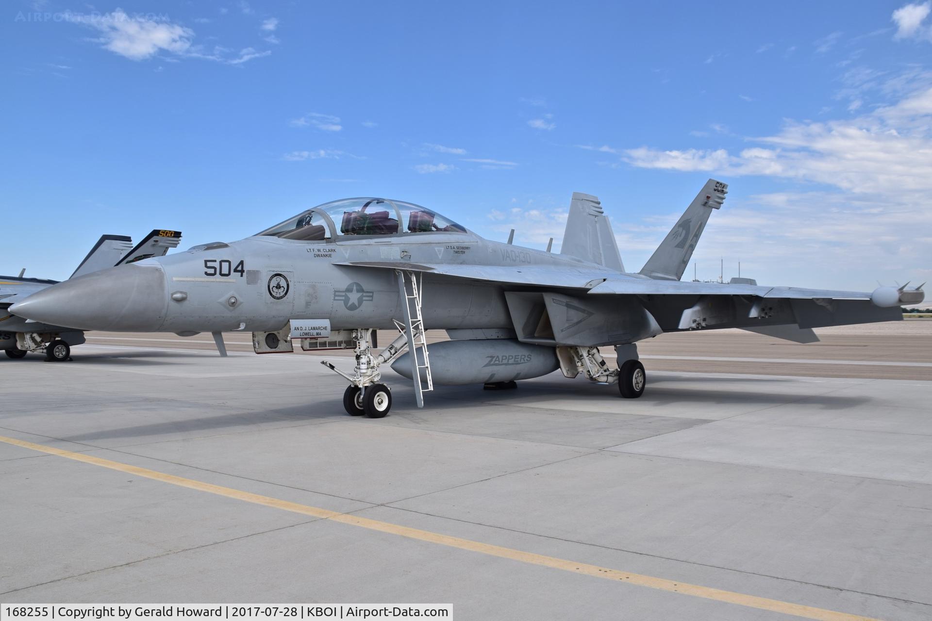 168255, Boeing EA-18G Growler C/N G-37, Parked on the south GA ramp. VAQ-130 