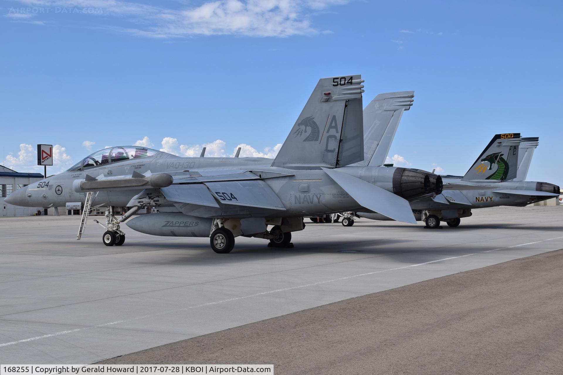 168255, Boeing EA-18G Growler C/N G-37, Parked on the south GA ramp. VAQ-130 