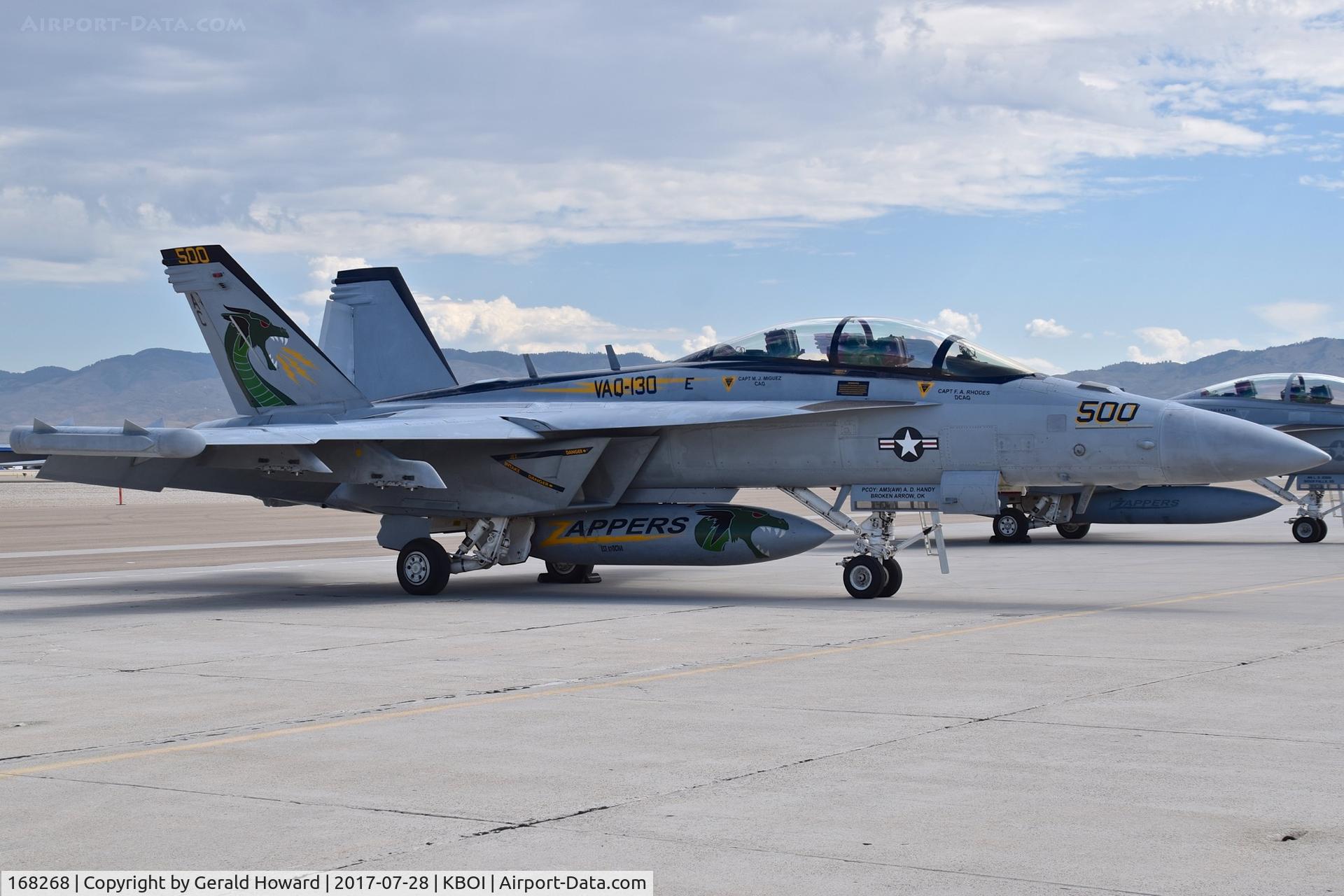 168268, Boeing EA-18G Growler C/N G-50, Parked on south GA pad. VAQ-130 