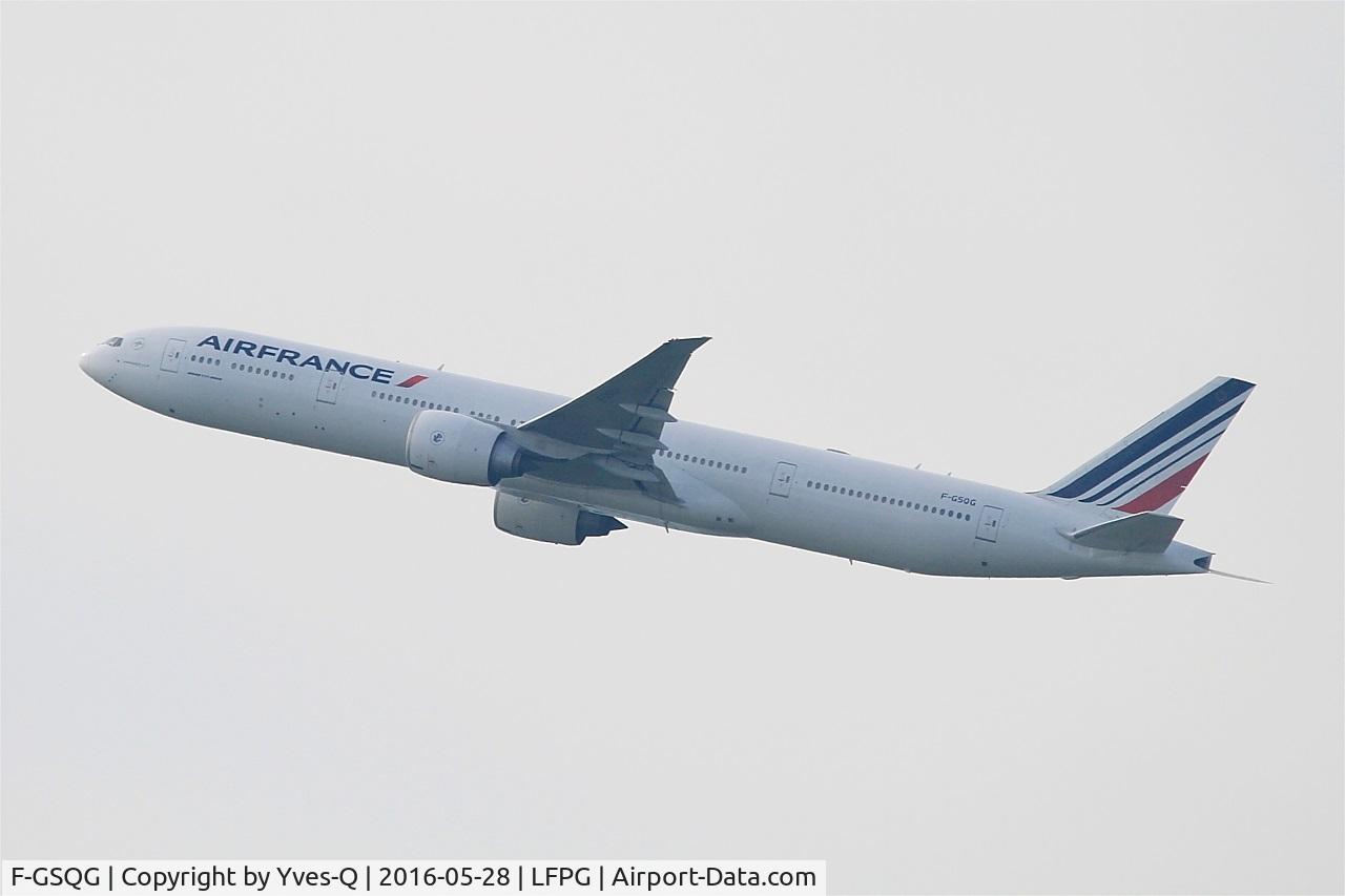 F-GSQG, 2004 Boeing 777-328/ER C/N 32850, Boeing 777-328-ER, Take off rwy 08L, Roissy Charles De Gaulle airport (LFPG-CDG)