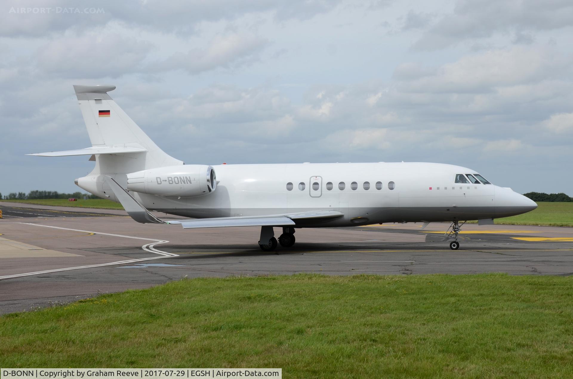 D-BONN, 2007 Dassault Falcon 2000EX C/N 118, Departing from Norwich.