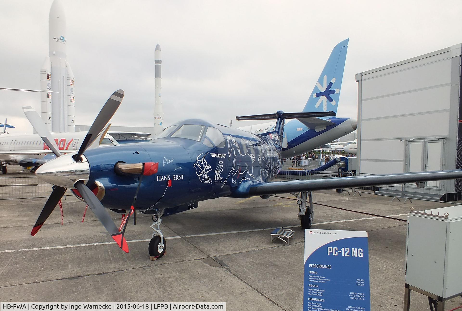 HB-FWA, 2015 Pilatus PC-12/47E C/N 1515, Pilatus PC-12/47E at the Aerosalon 2015, Paris